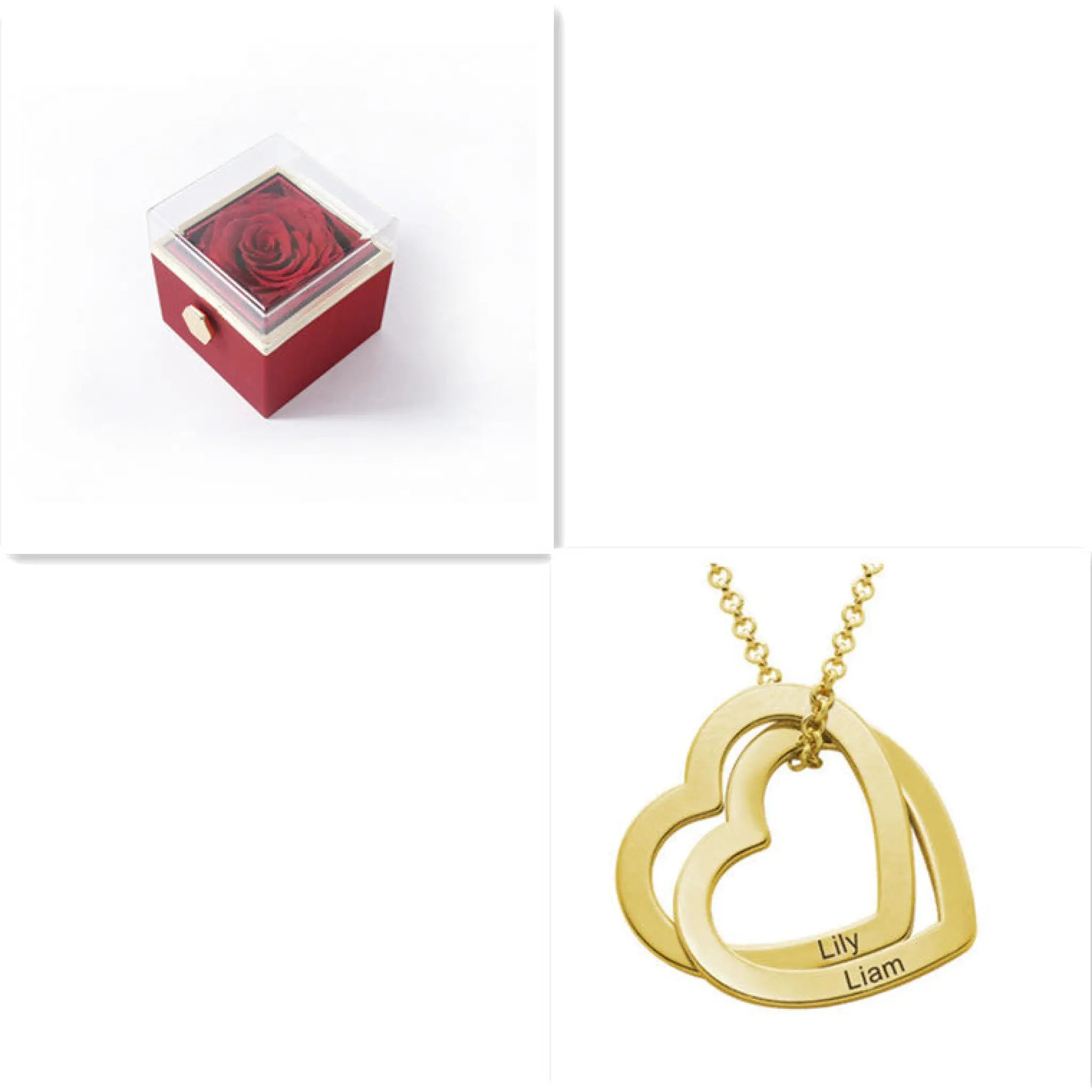 Personalized Love Heart Pendant Necklace Women Customized Name Engraving Necklace - Gold Red box - 7