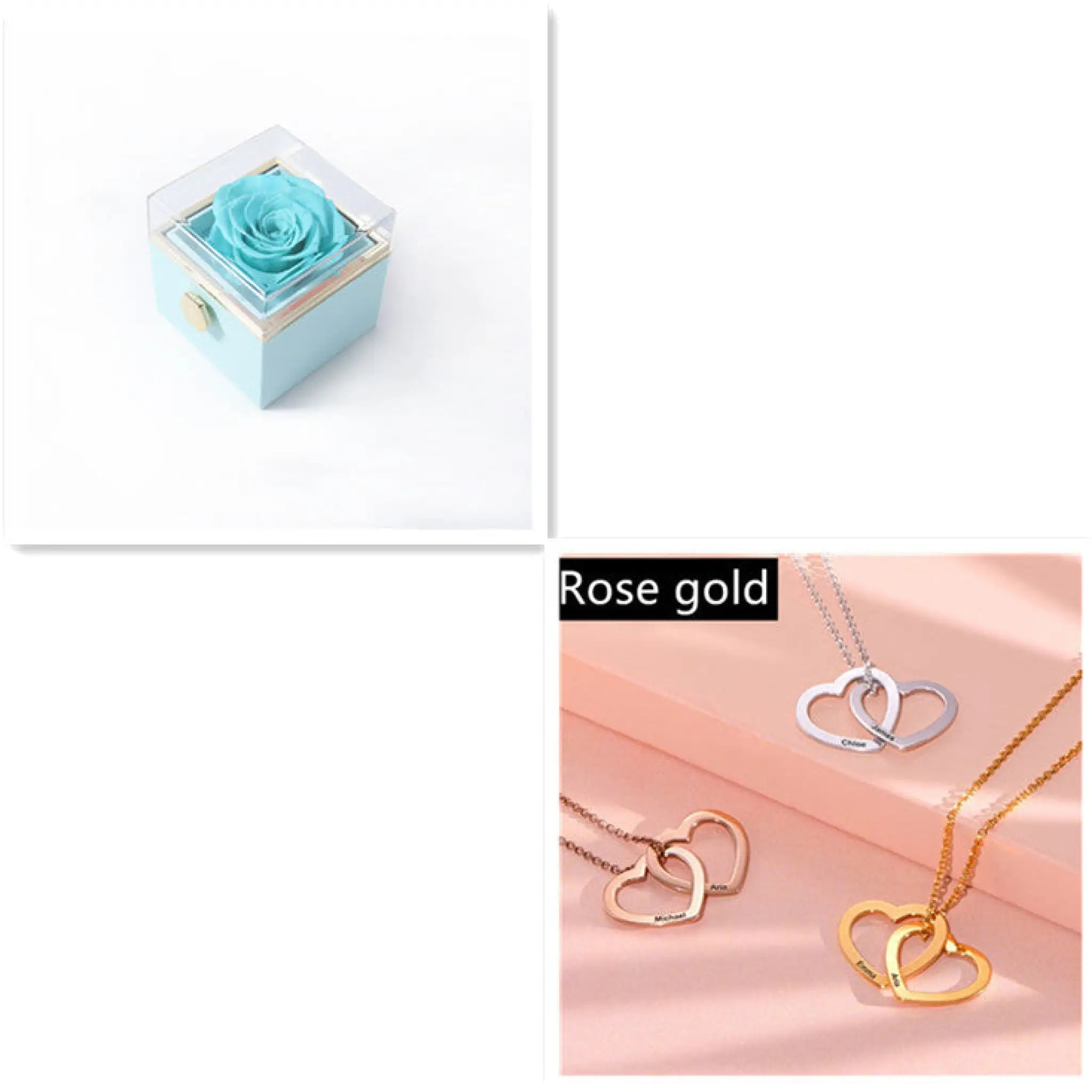 Personalized Love Heart Pendant Necklace Women Customized Name Engraving Necklace - Rose gold Blue Box - 7