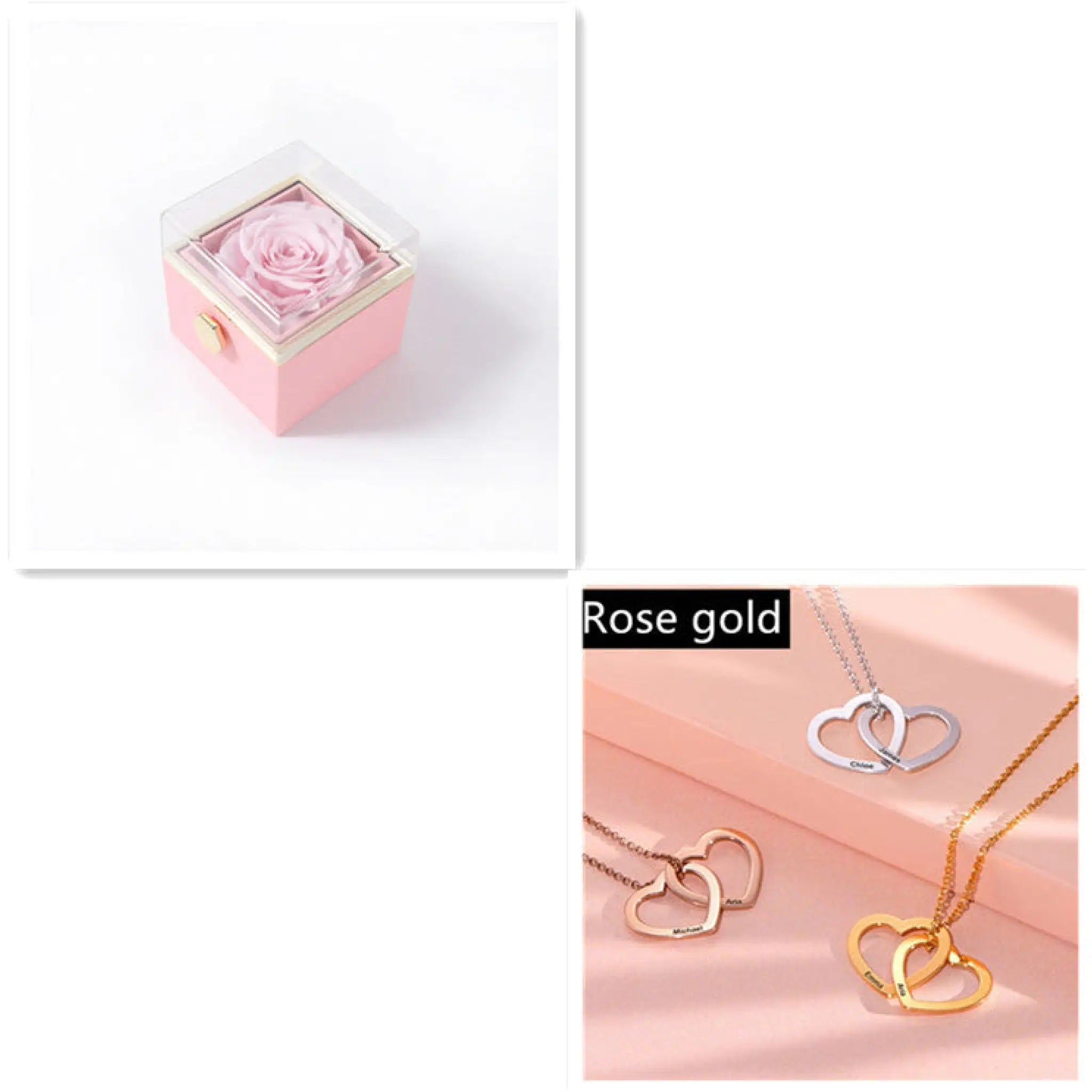 Personalized Love Heart Pendant Necklace Women Customized Name Engraving Necklace - Rose gold Pink box - 7