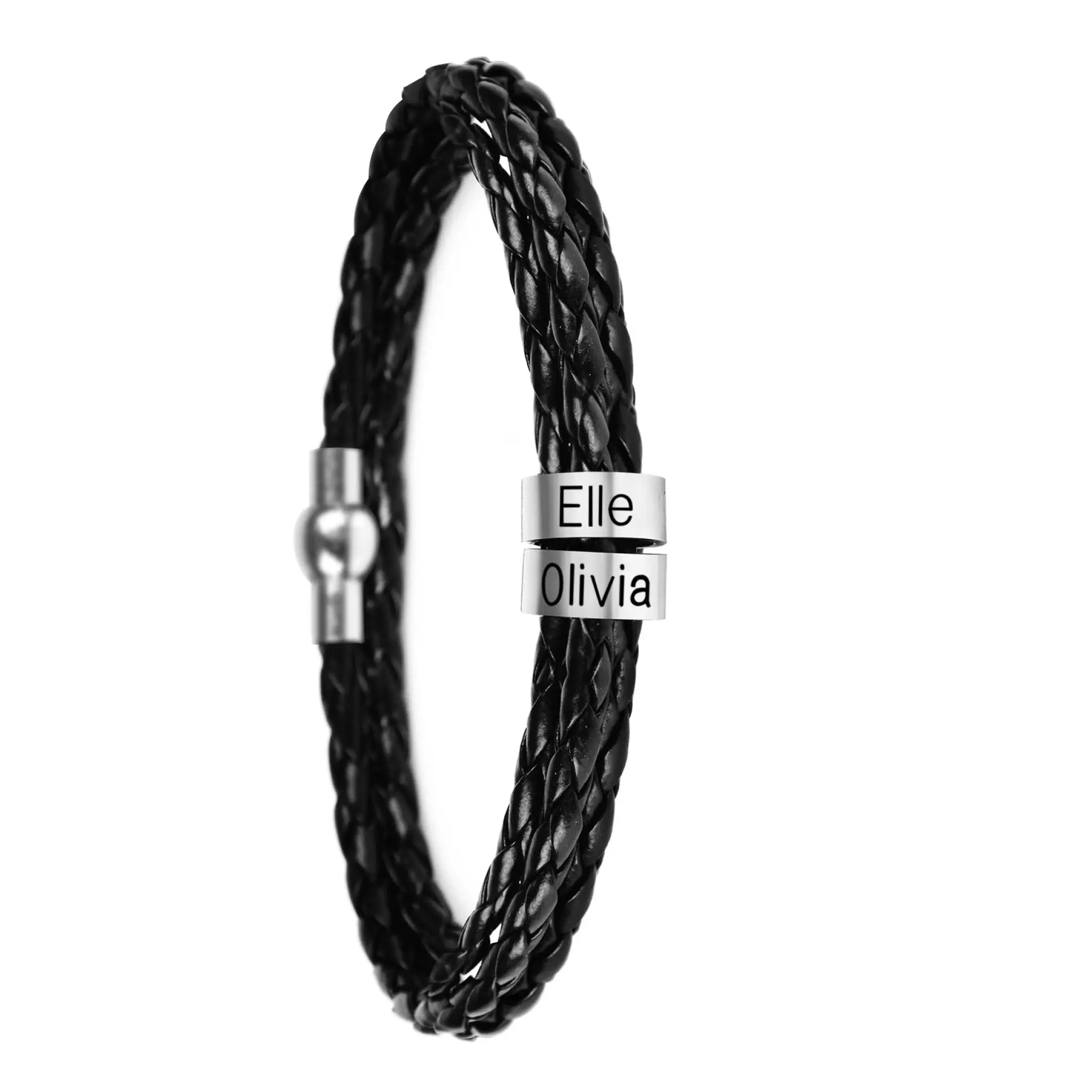 Personalized Mens Braided Genuine Leather Bracelet - 2style - 7