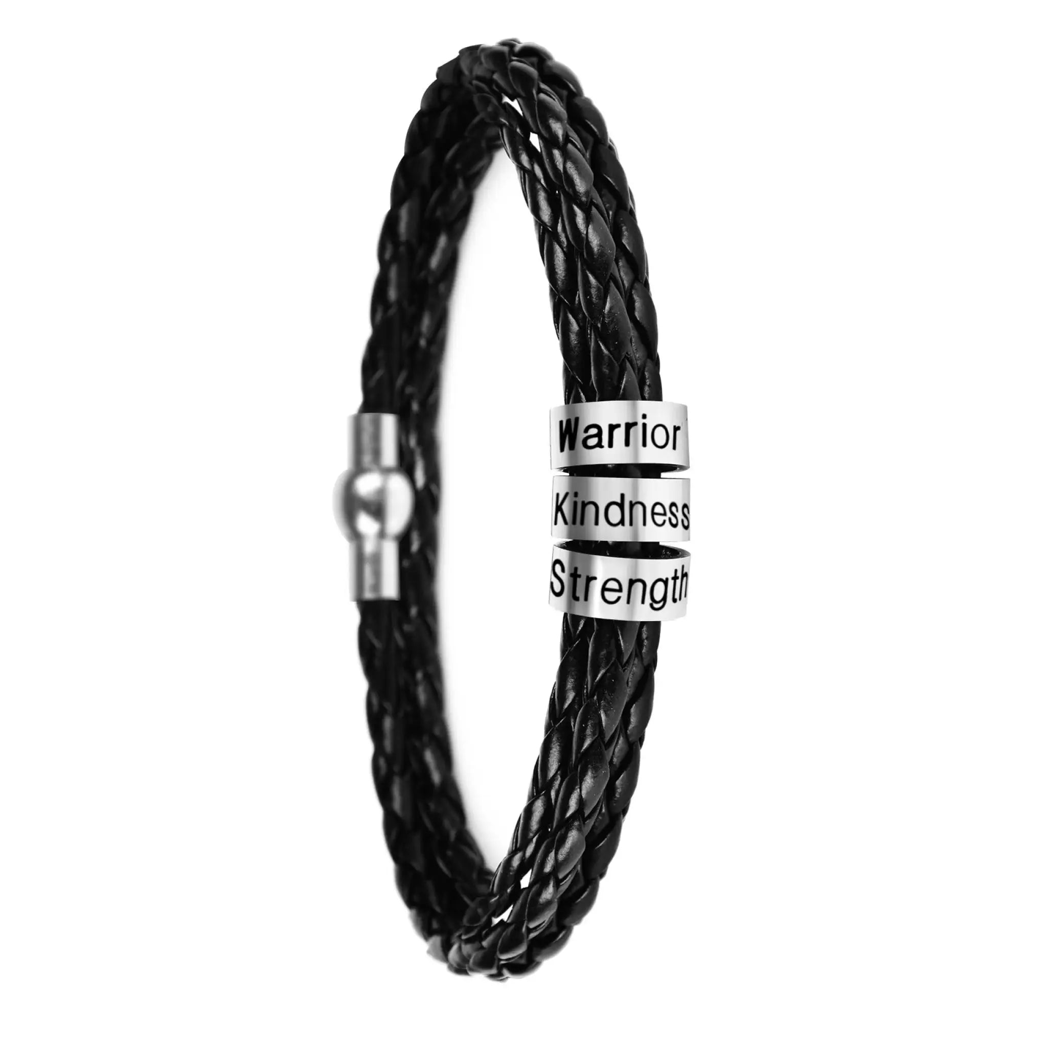 Personalized Mens Braided Genuine Leather Bracelet - 3style - 7