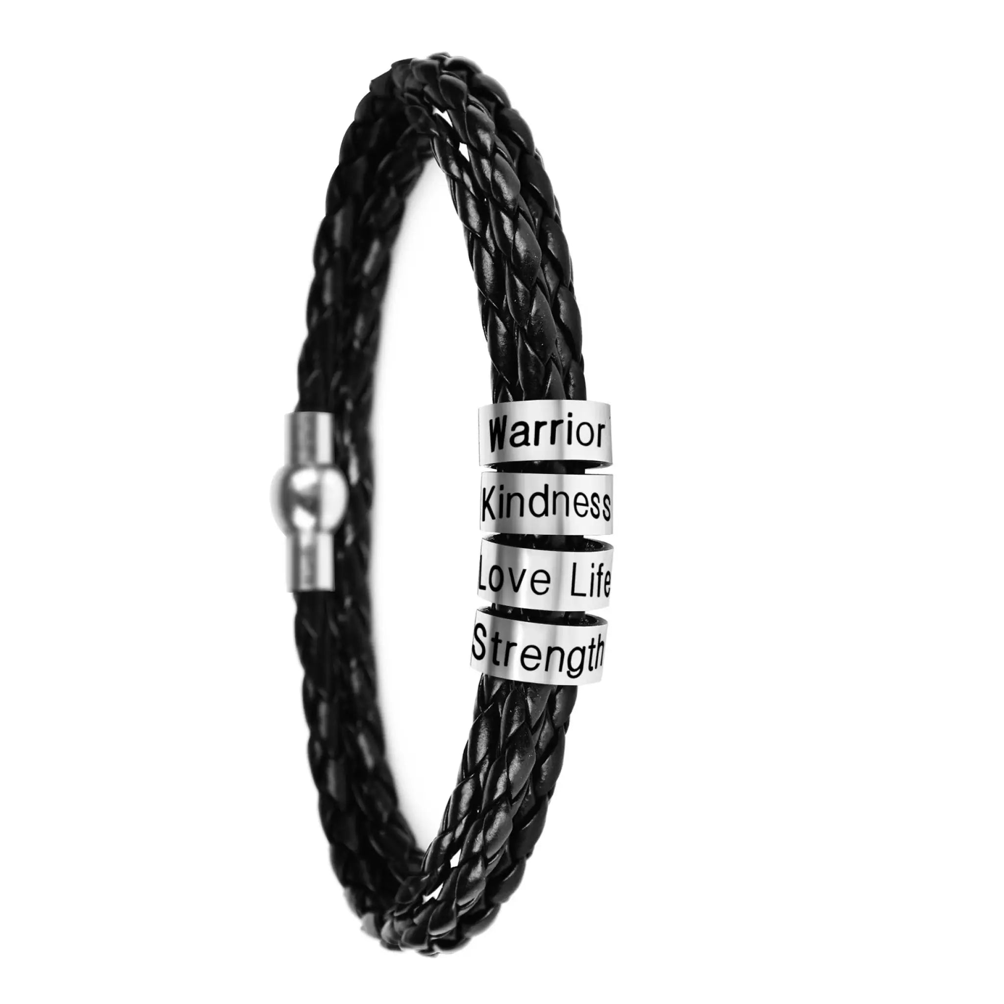 Personalized Mens Braided Genuine Leather Bracelet - 4style - 7