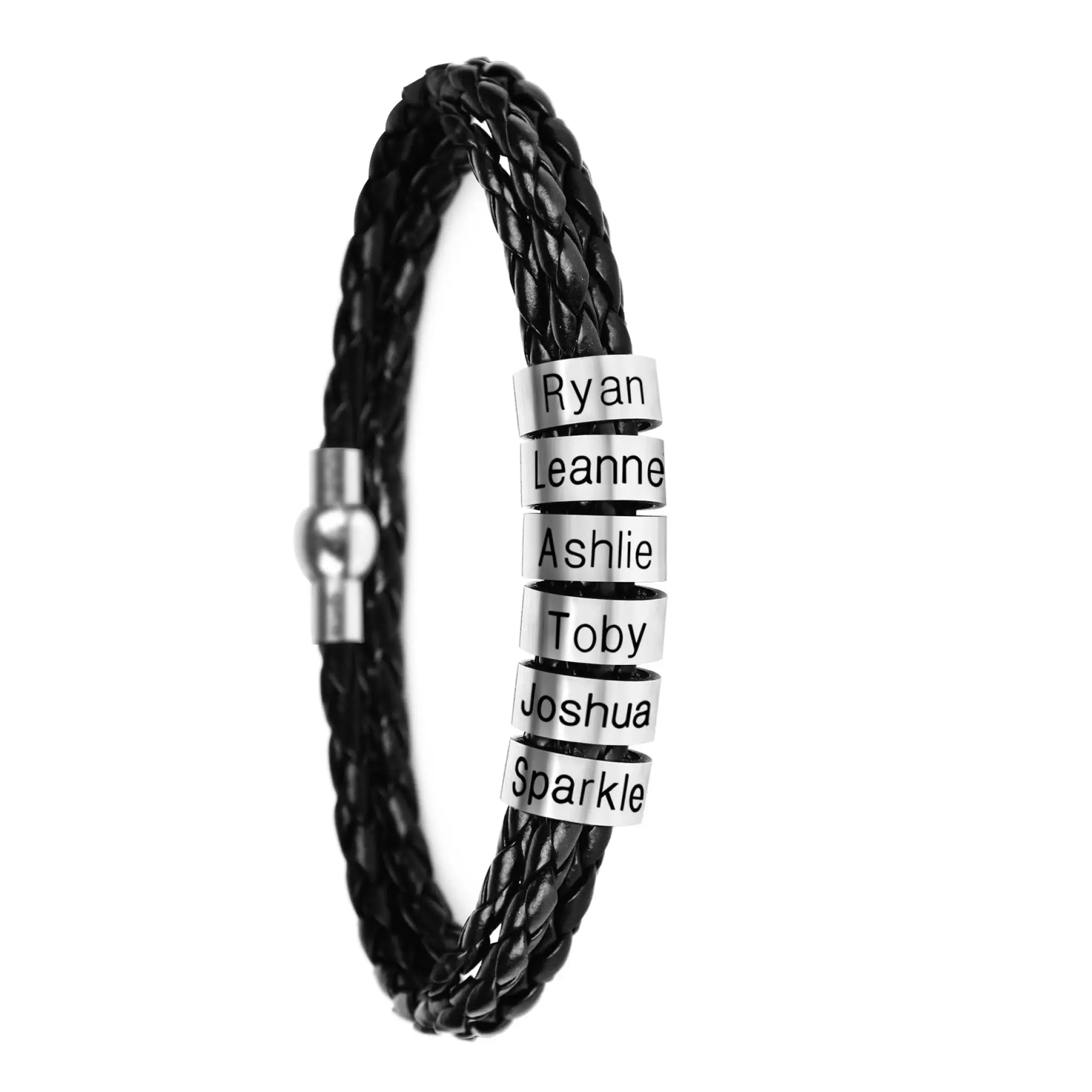 Personalized Mens Braided Genuine Leather Bracelet - 6style - 7