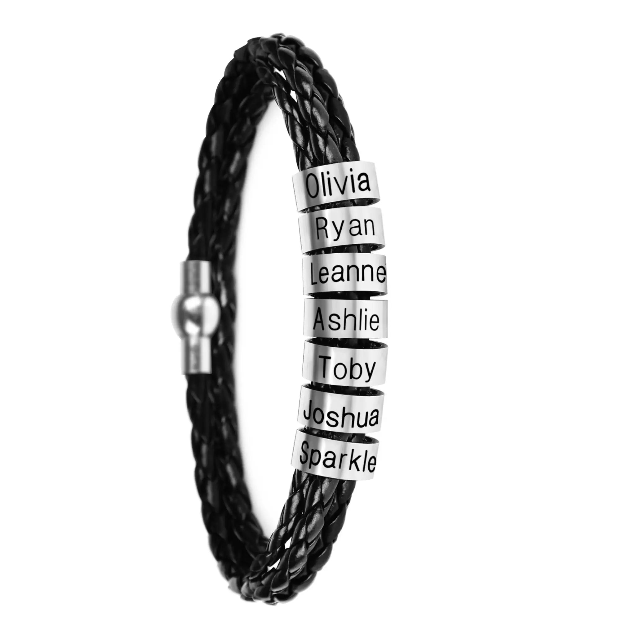 Personalized Mens Braided Genuine Leather Bracelet - 7style - 7