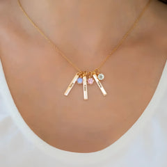 Personalized Mini Bar Birthday Stone Necklace - 7