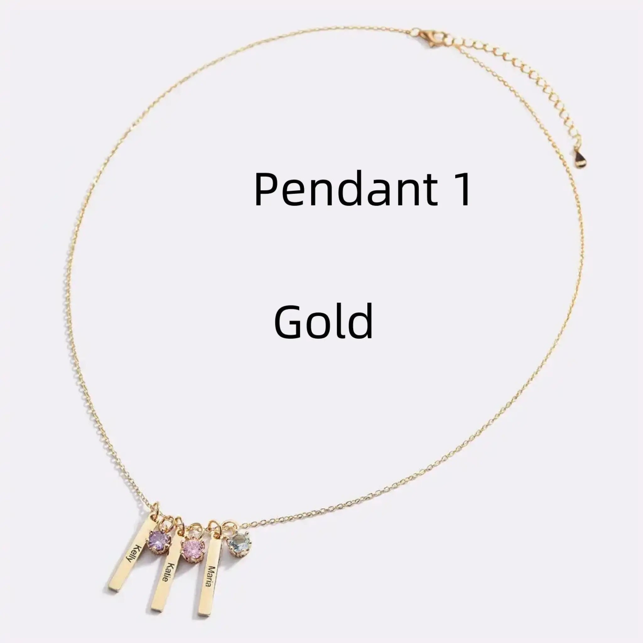 Personalized Mini Bar Birthday Stone Necklace - Gold / 1 Pendant - 7