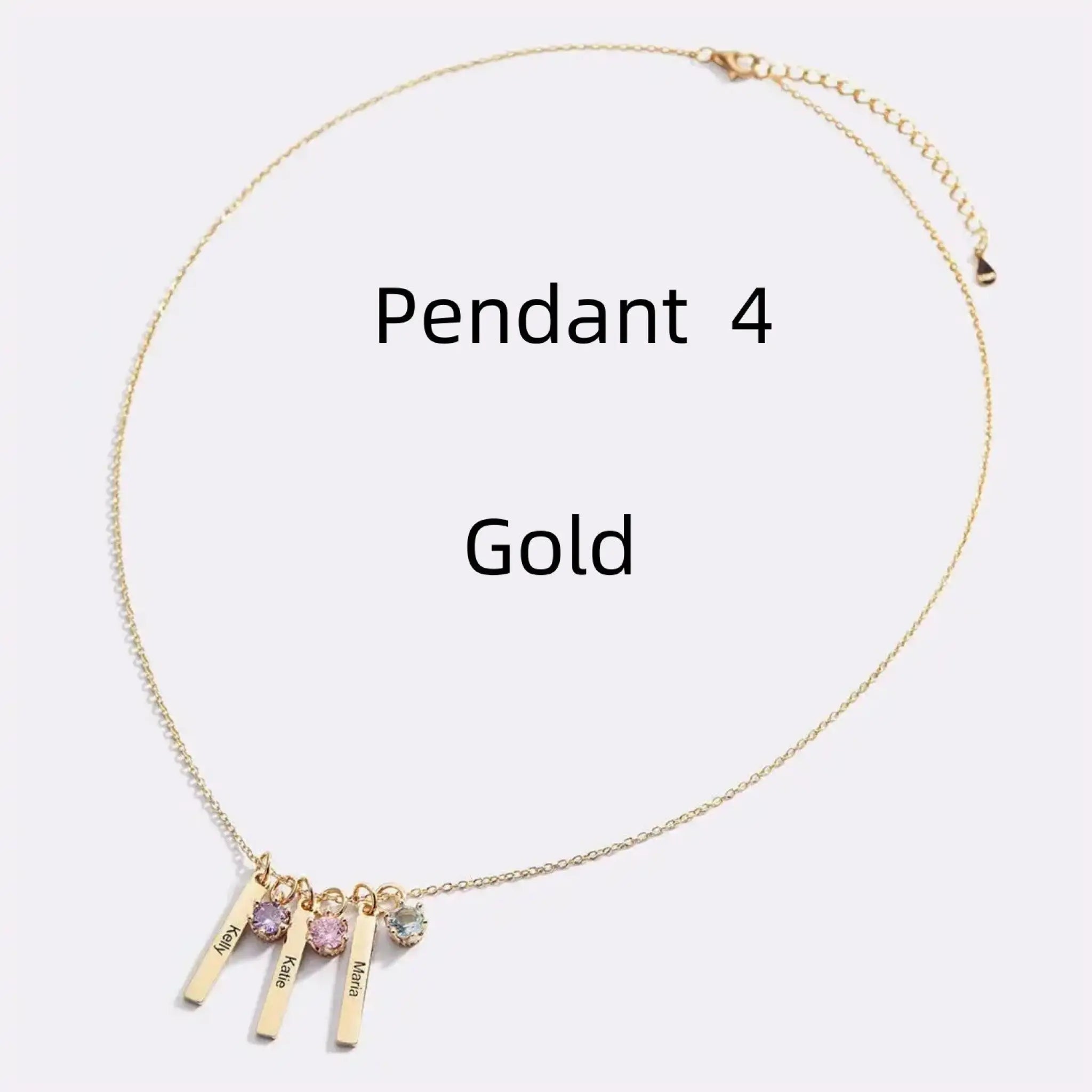 Personalized Mini Bar Birthday Stone Necklace - Gold / 4 Pendant - 7