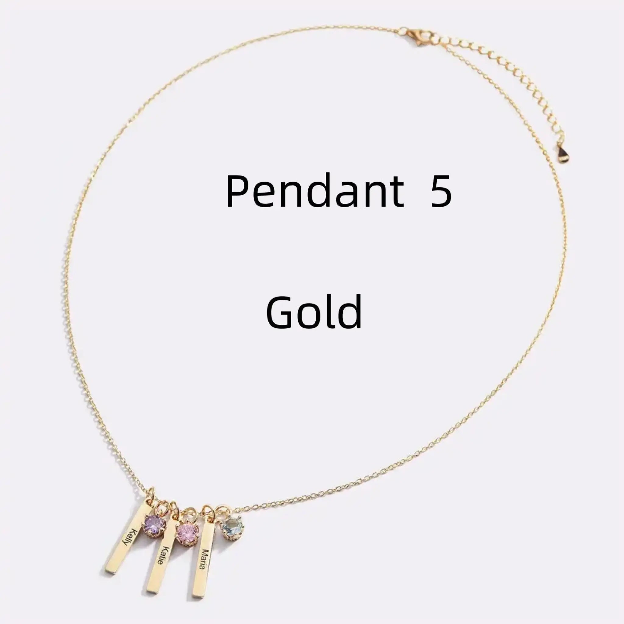 Personalized Mini Bar Birthday Stone Necklace - Gold / 5 Pendant - 7