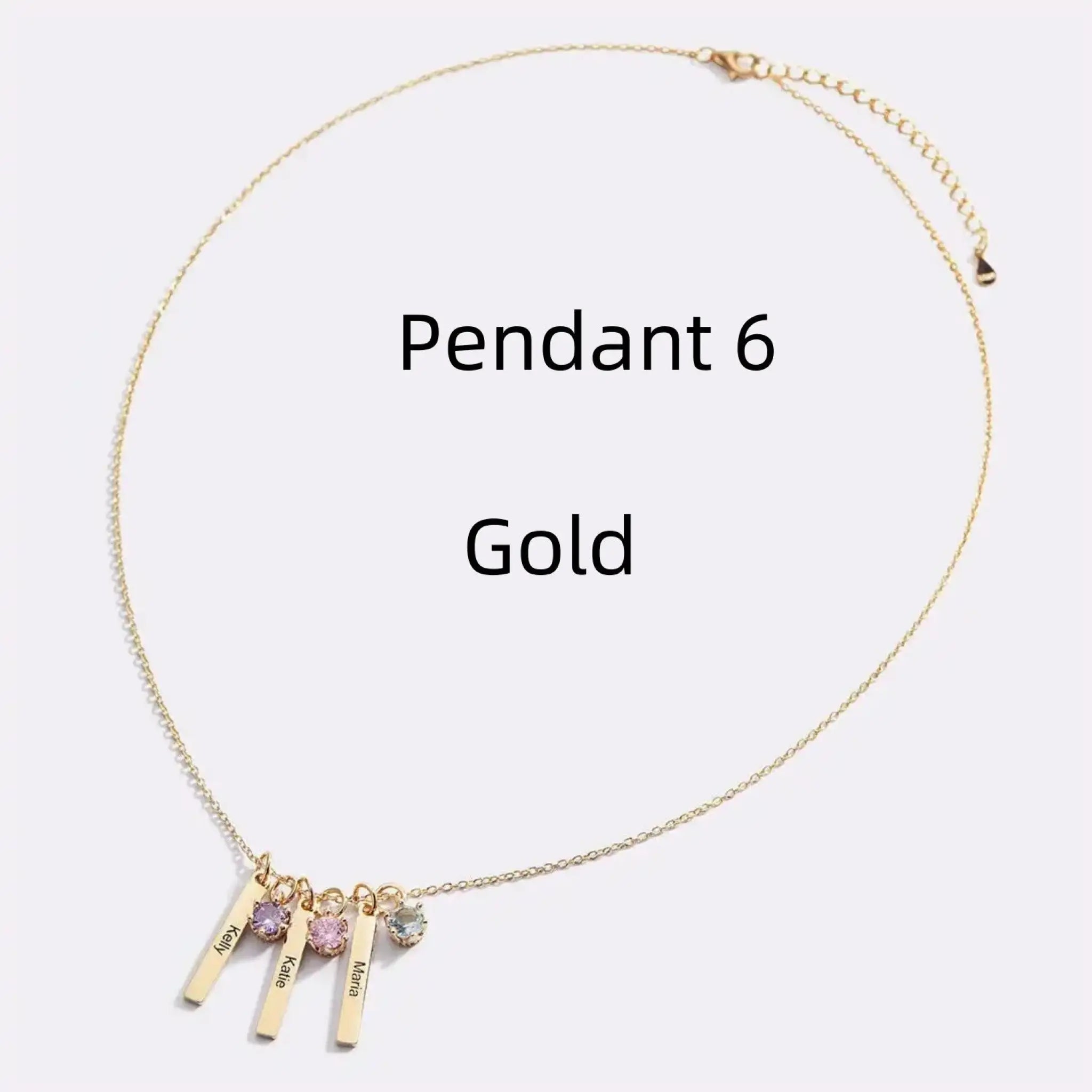 Personalized Mini Bar Birthday Stone Necklace - Gold / 6 Pendant - 7