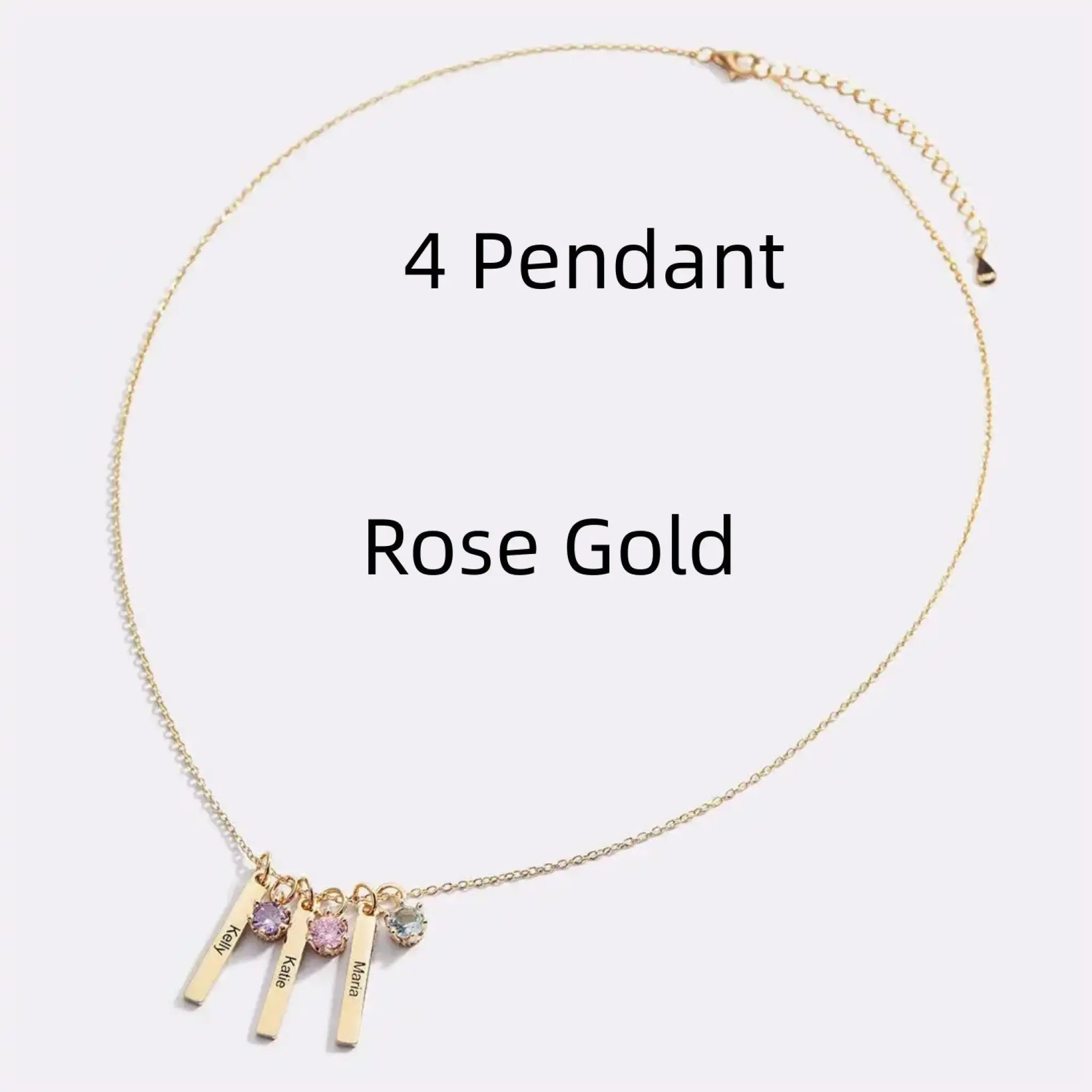 Personalized Mini Bar Birthday Stone Necklace - Rose Gold / 4 Pendant - 7