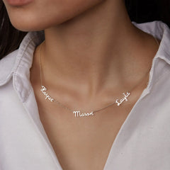 Personalized Multiple Name Nameplate Pendant Necklace - Necklace