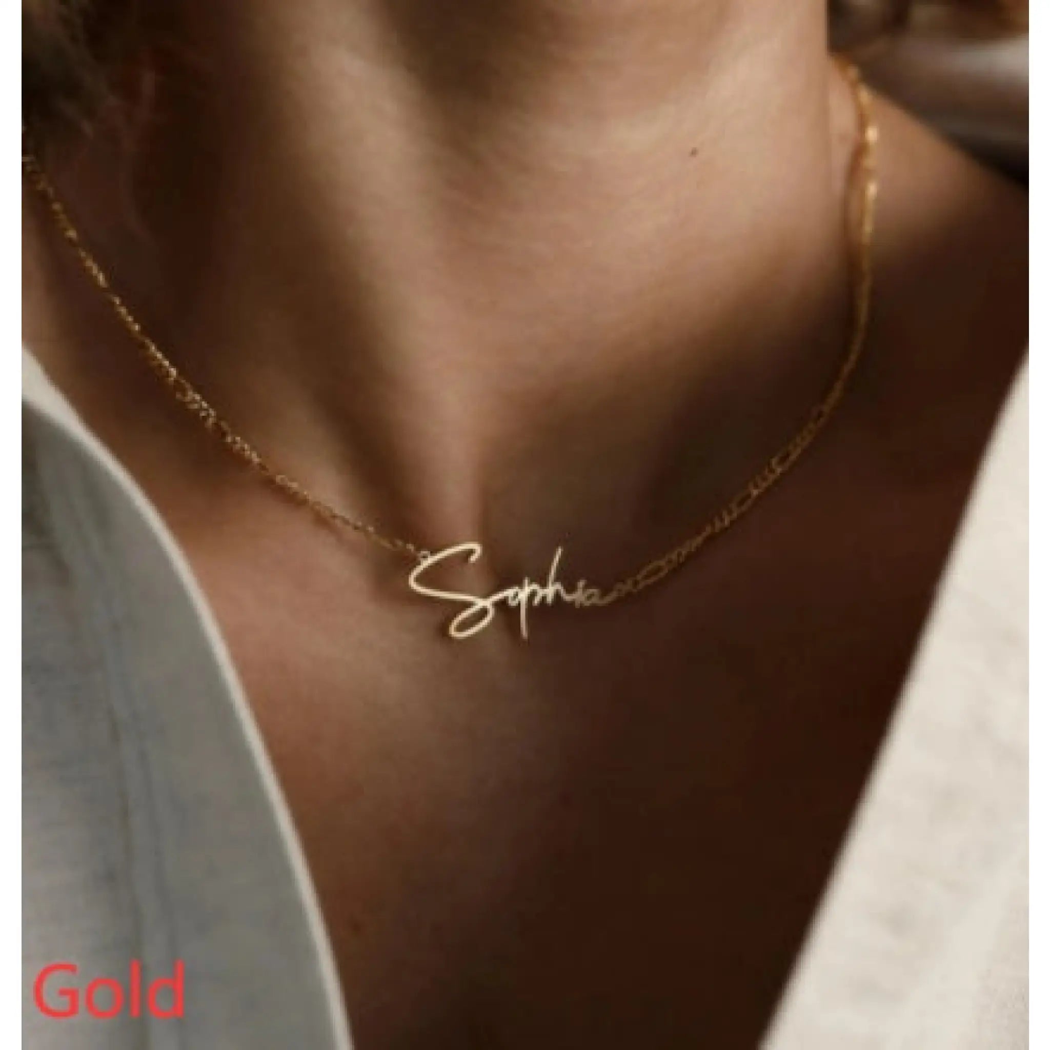 Personalized Name Clavicle Chain - Gold / 30cm5cm extension chain - 7