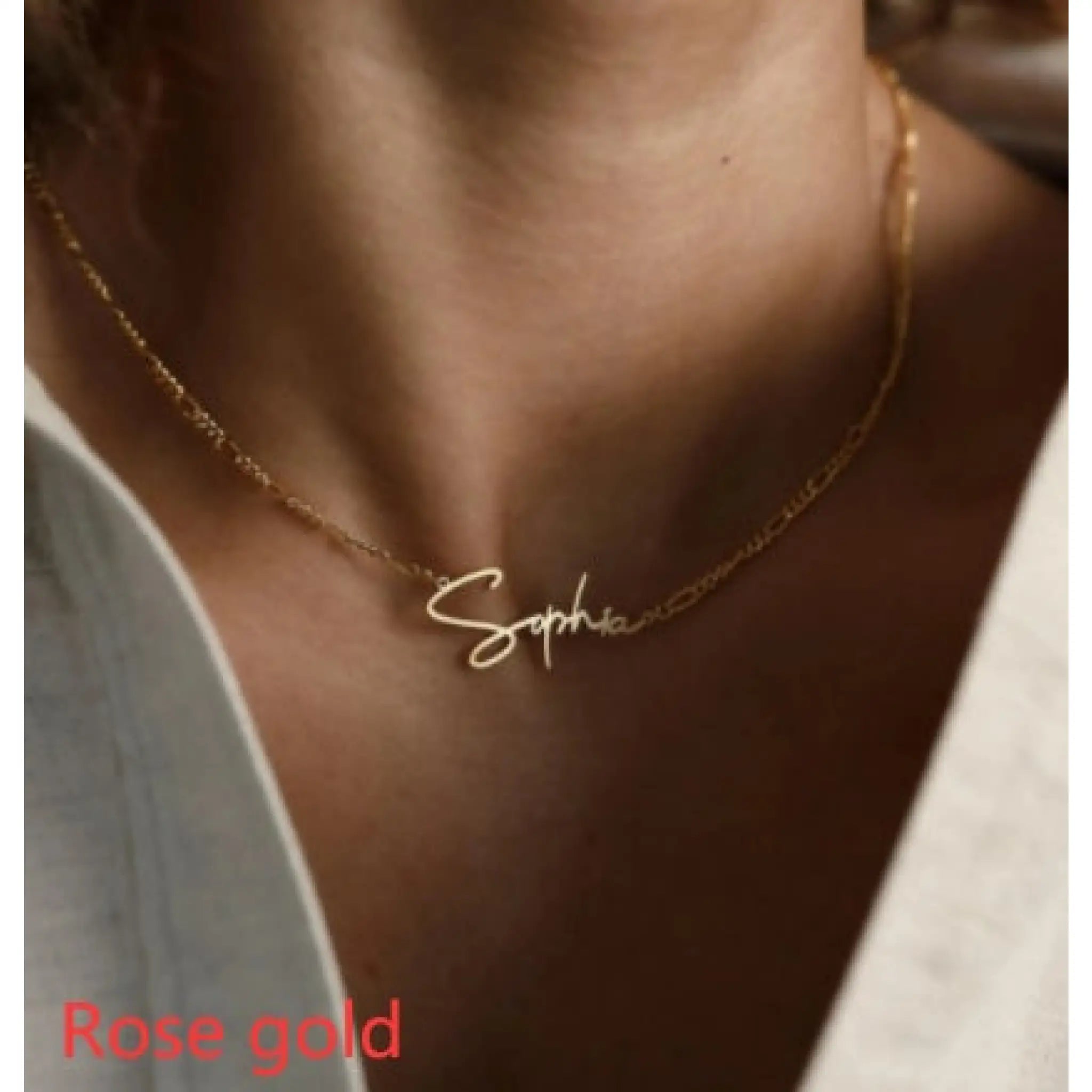 Personalized Name Clavicle Chain - Rose gold / 30cm5cm extension chain - 7