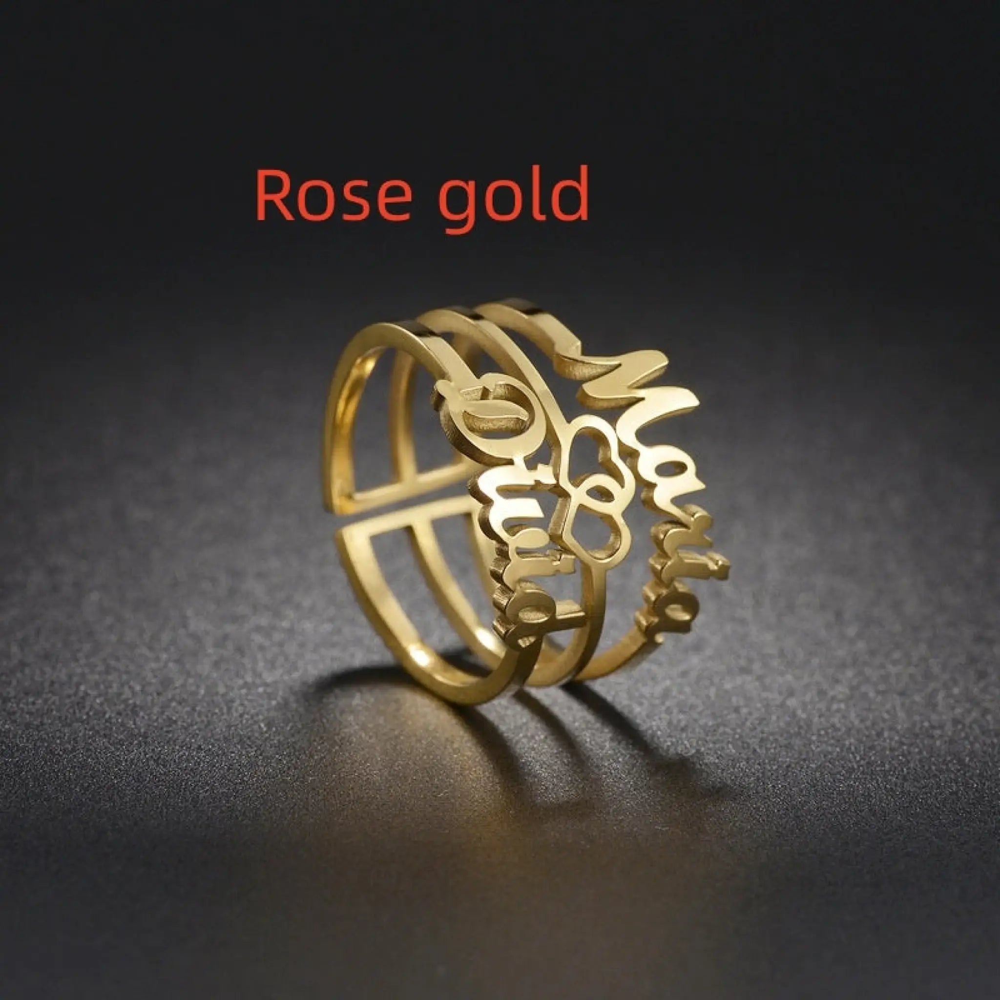 Personalized Name Customization Three Layer Ring - Rose gold - 7