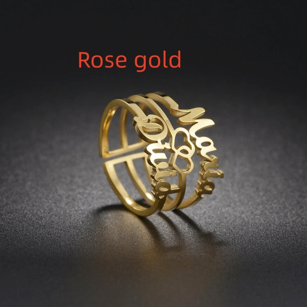Personalized Name Customization Three Layer Ring - Rose gold - 7