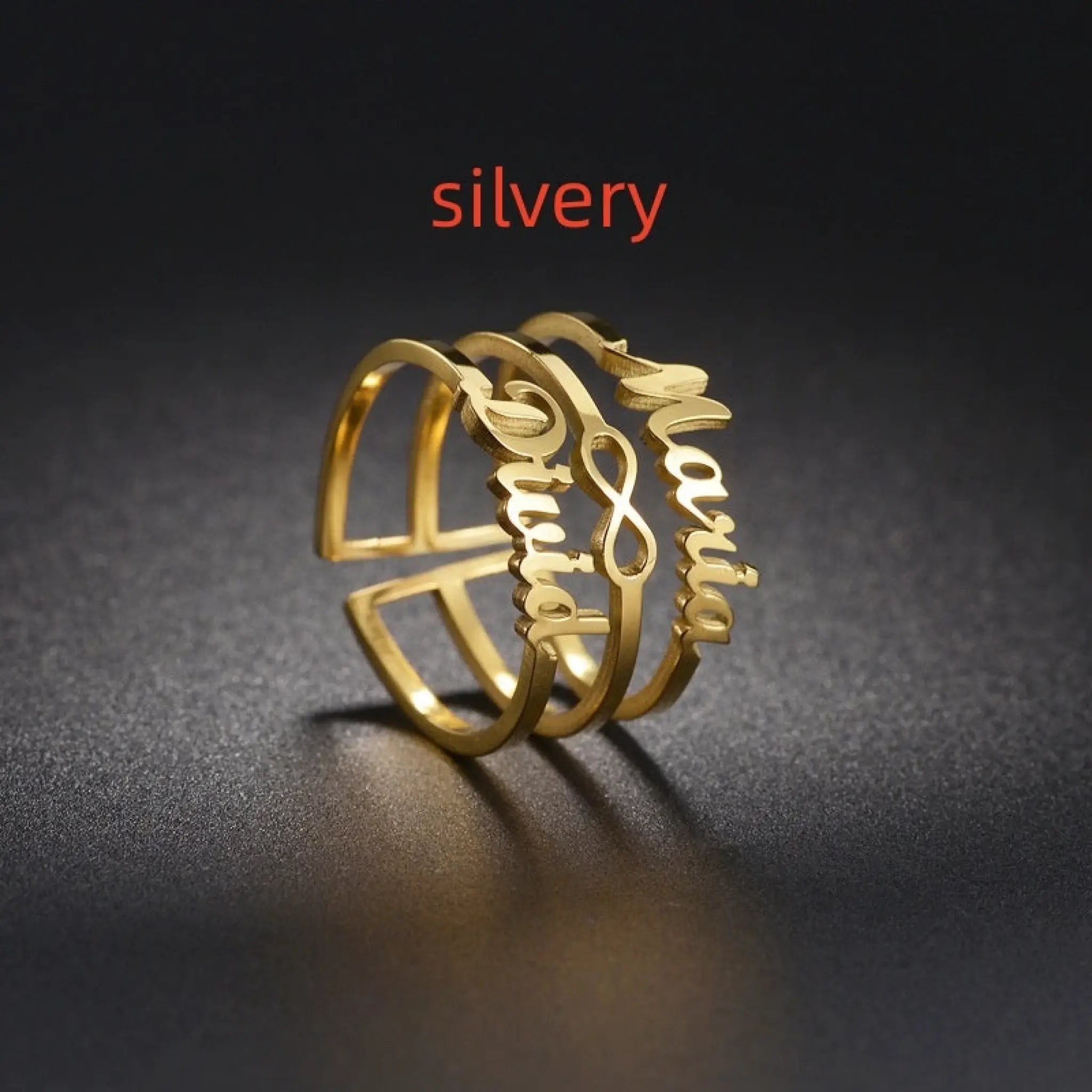 Personalized Name Customization Three Layer Ring - Silver - 7