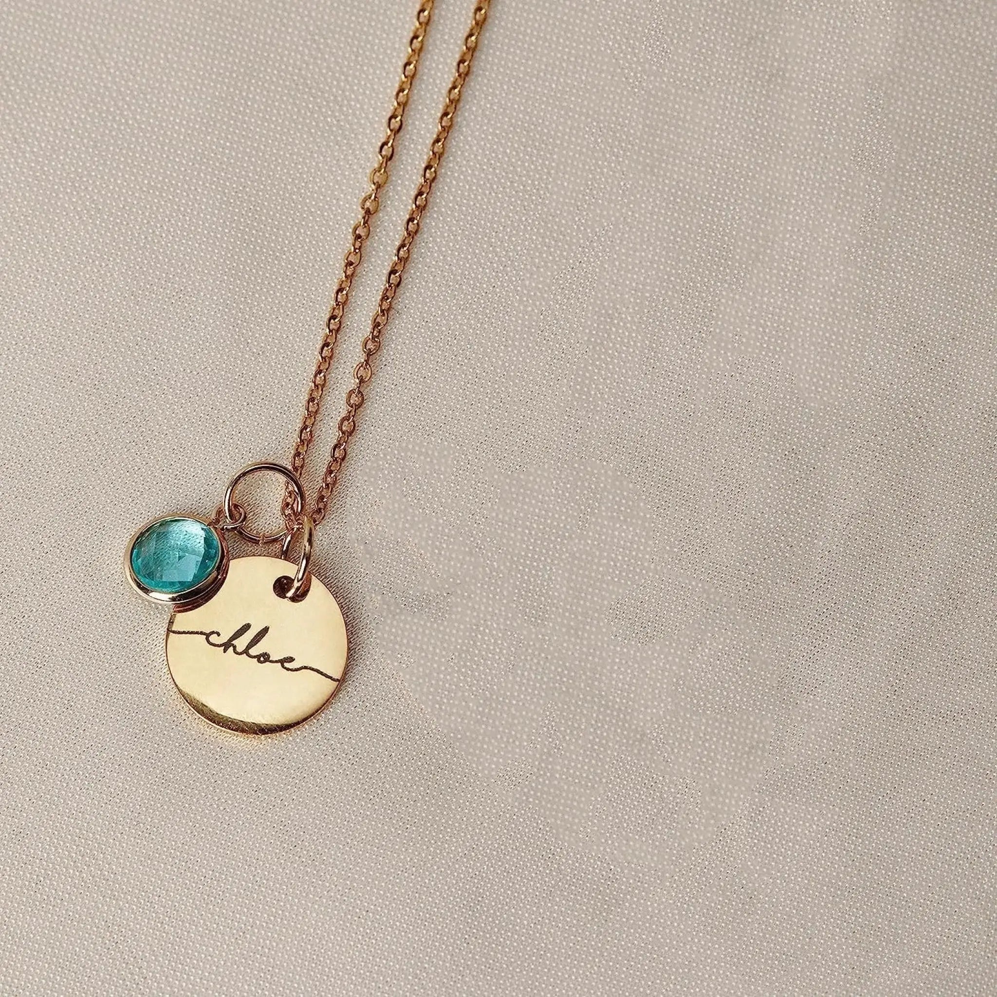 Personalized Name Engraving Necklace Birthstone Pendants Stackable Jewelry Birthday Gift - Necklace