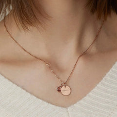 Personalized Name Engraving Necklace Birthstone Pendants Stackable Jewelry Birthday Gift - Necklace