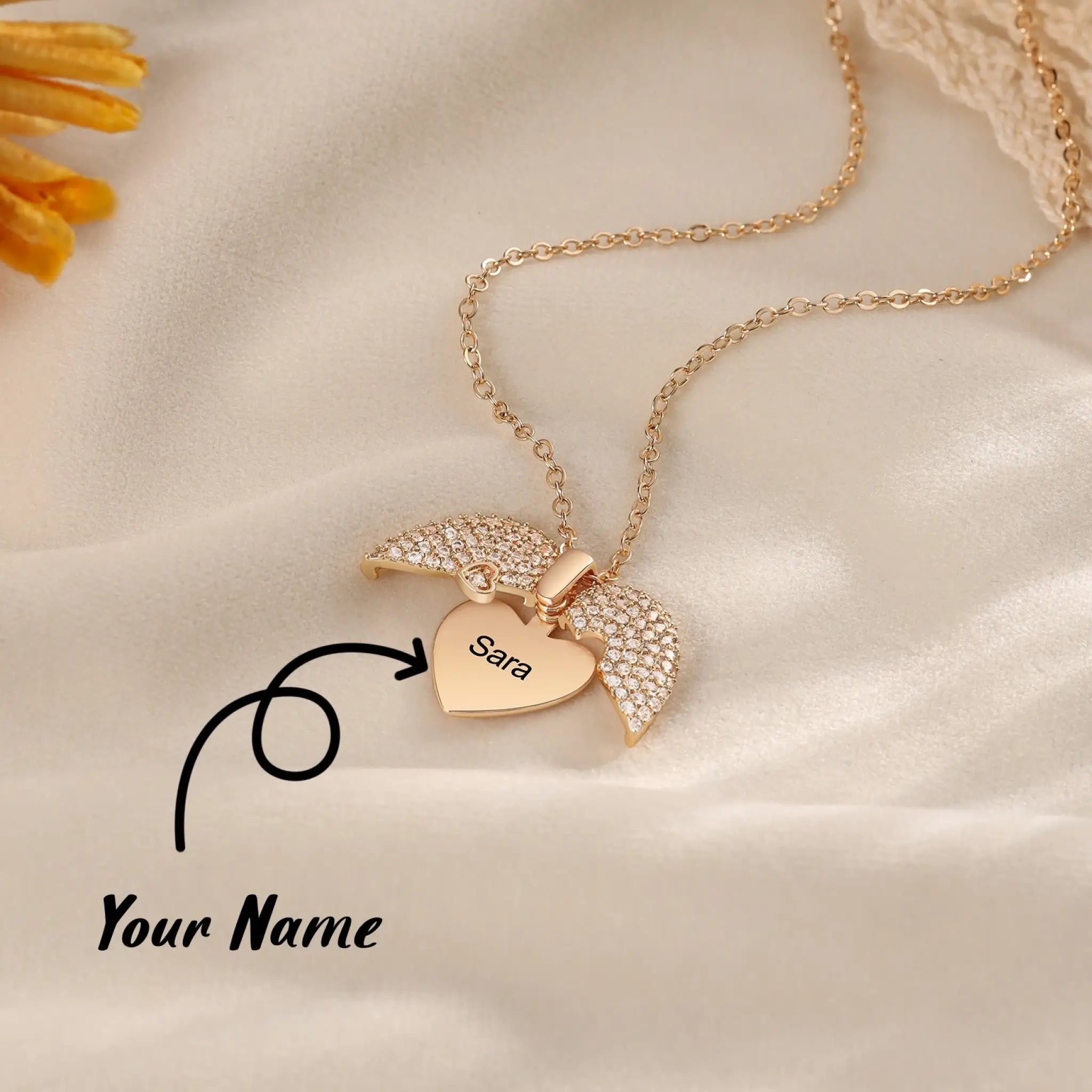 Personalized Name Heart Locket Necklace Zirconia Paved Custom Engraved Pendant Christmas Gifts - True gold heart full