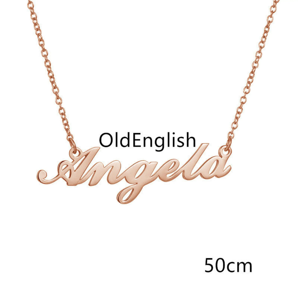 Personalized Name Necklace – Custom Alloy Pendant with Stylish Font - Rose Gold / 50cm / OldEnglish - Necklace
