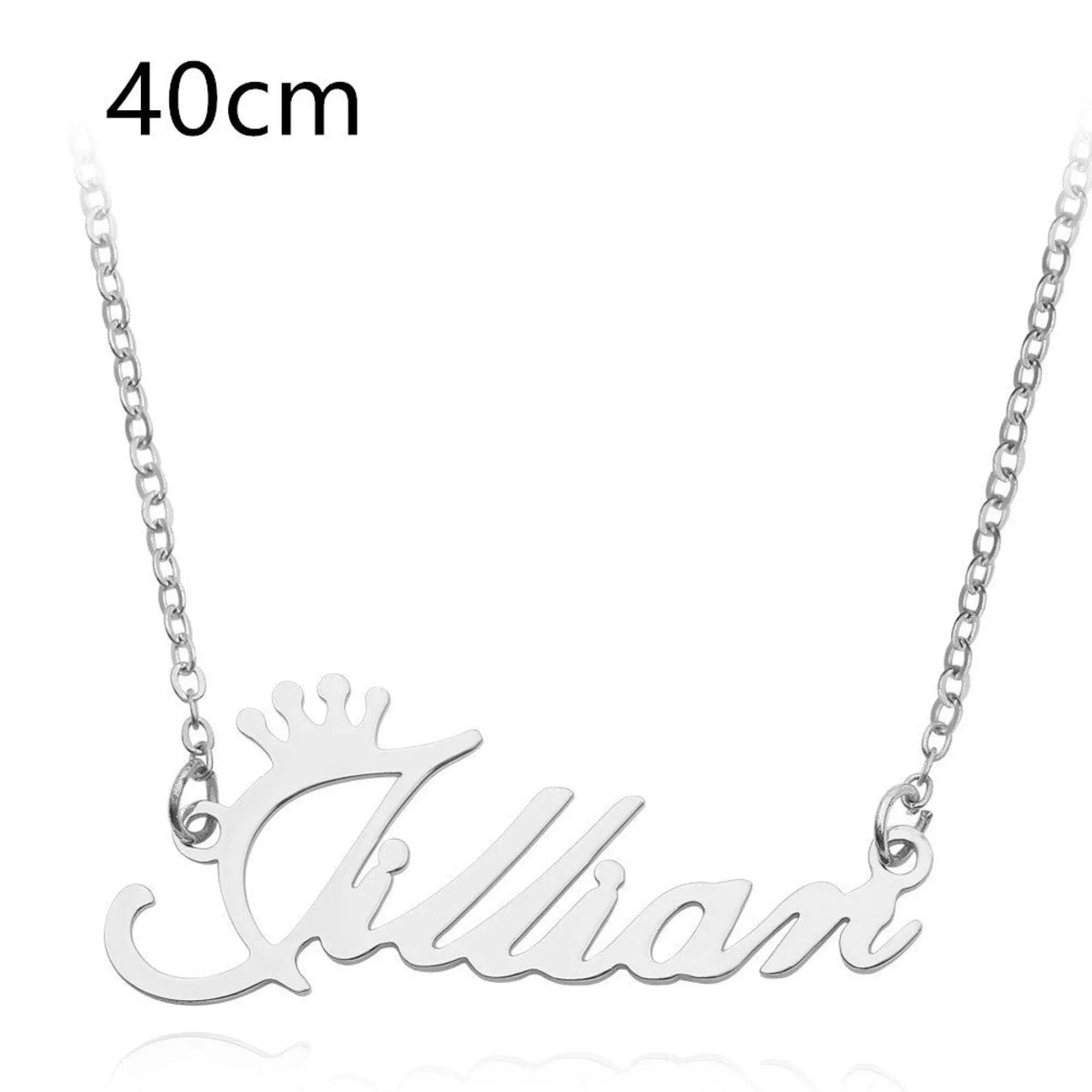 Personalized Name Necklace – Custom Alloy Pendant with Stylish Font - Silver / 40cm / Crown - Necklace