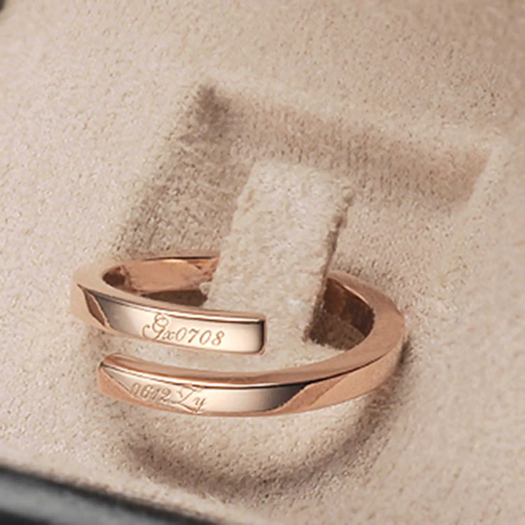 Personalized Name Ring Custom Double Name Ring Engraving Nameplate Ring - Rose Gold - 7