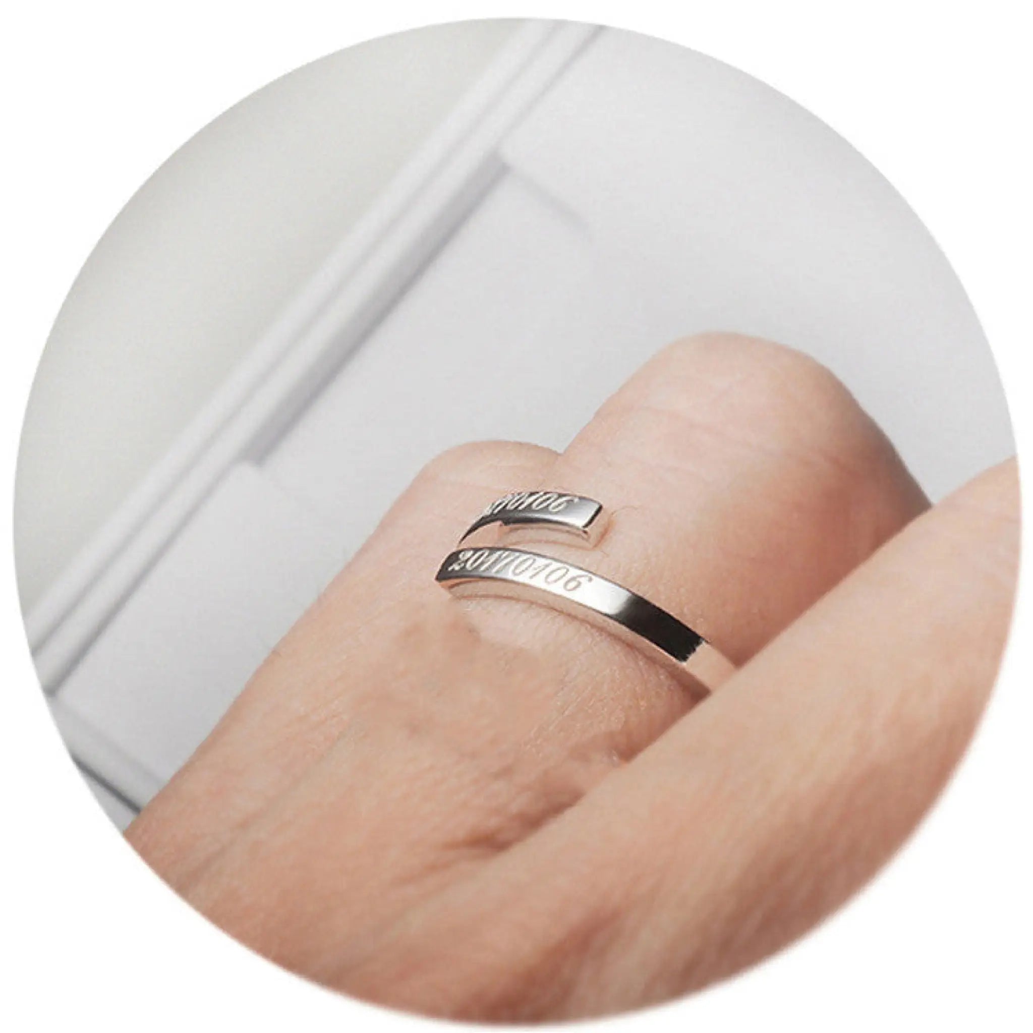 Personalized Name Ring Custom Double Name Ring Engraving Nameplate Ring - Silver - 7