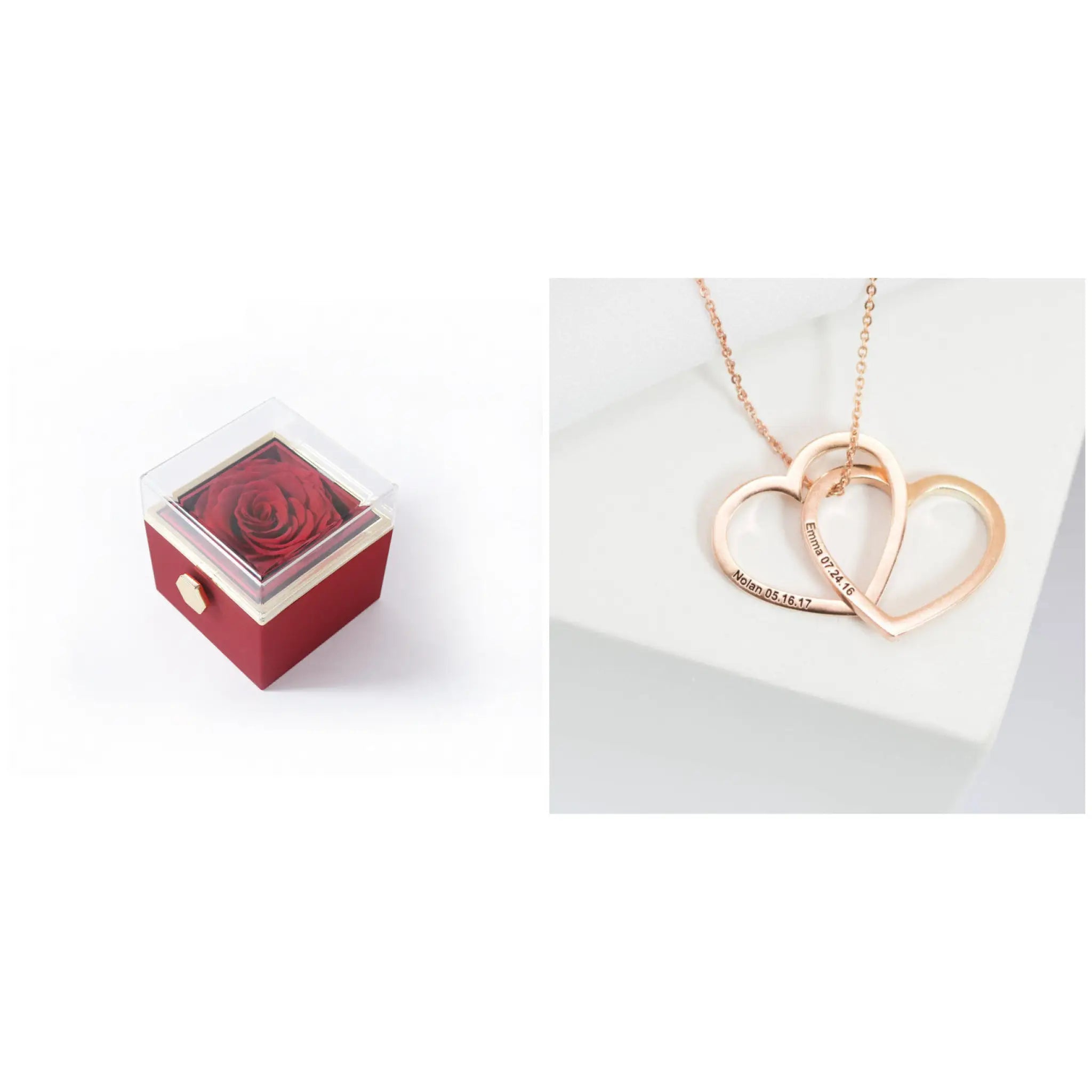 Personalized Name Stainless Steel DIY Necklace Jewelry - Rose Gold / With Red Box - DIY Necklace