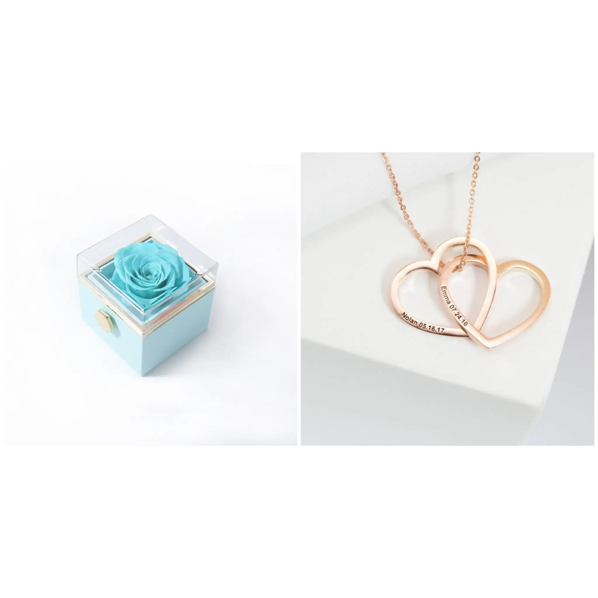 Personalized Name Stainless Steel DIY Necklace Jewelry - Rose Gold / With Blue Box - DIY Necklace