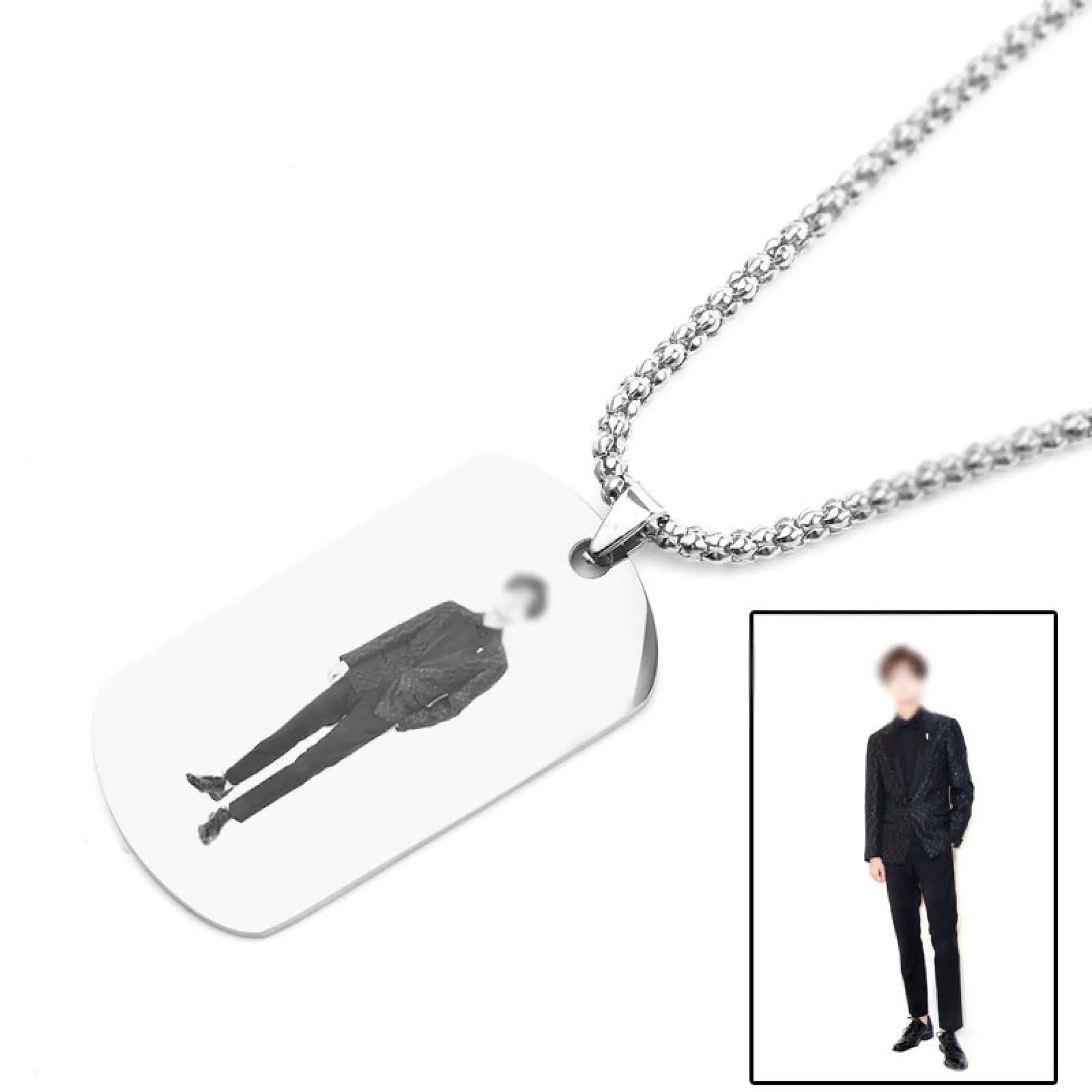 Personalized Nameplate Custom Name Photo Necklace Custom Jewelry Stainless Steel Necklace - Black white / One side