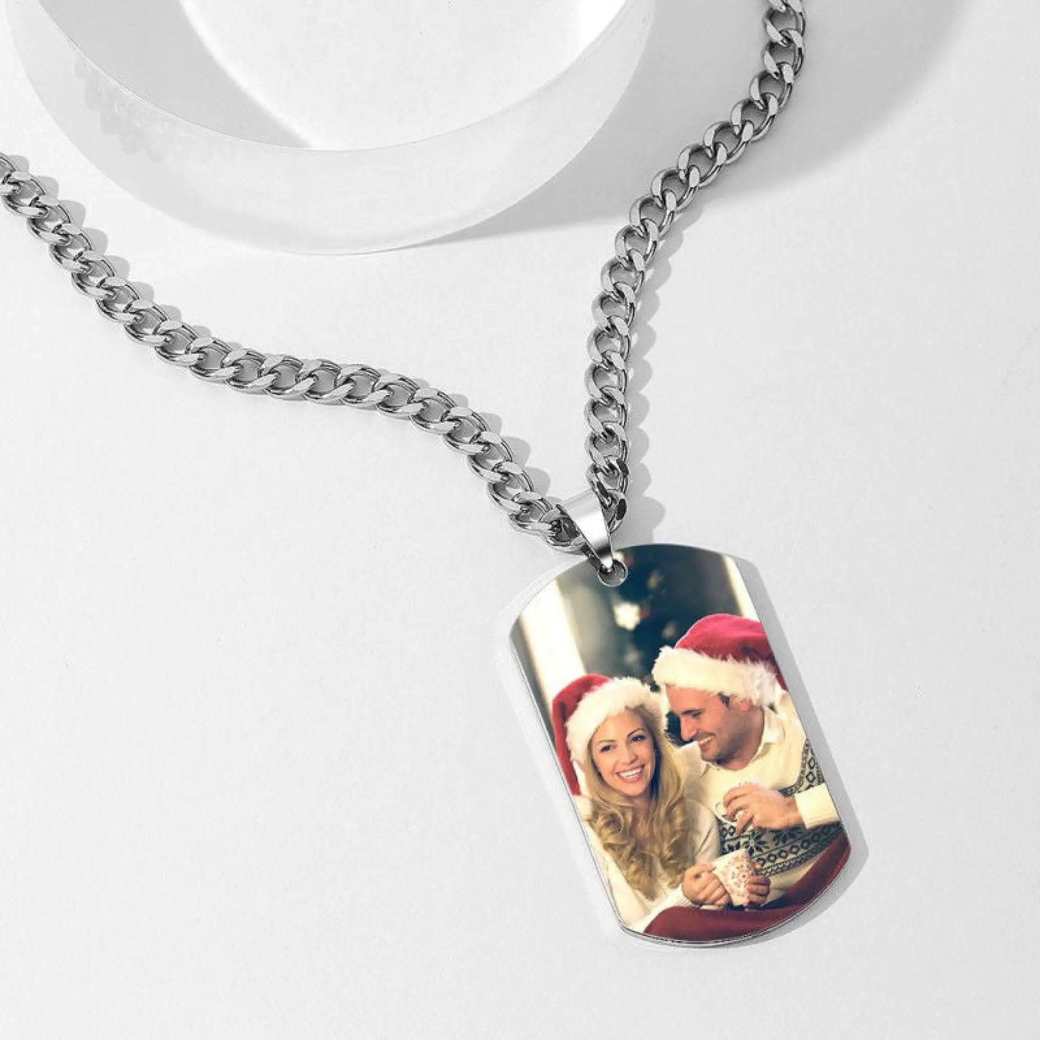 Personalized necklace with stainless-steel text color image carving photo carving pendant - 7