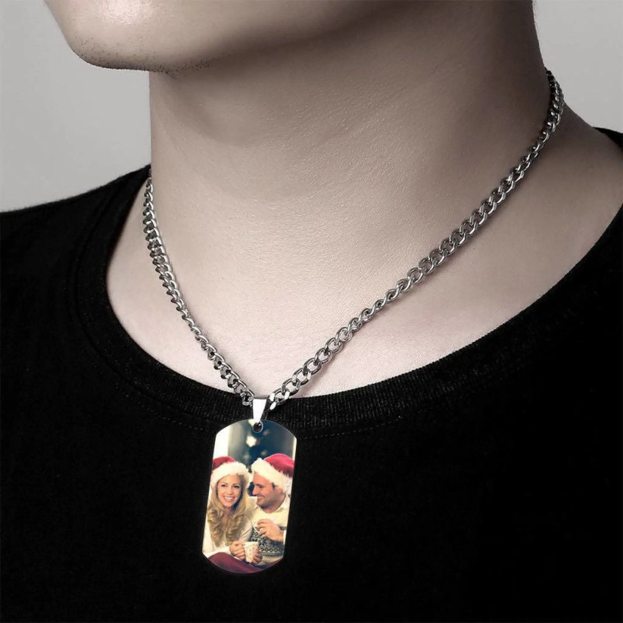 Personalized necklace with stainless-steel text color image carving photo carving pendant - 7