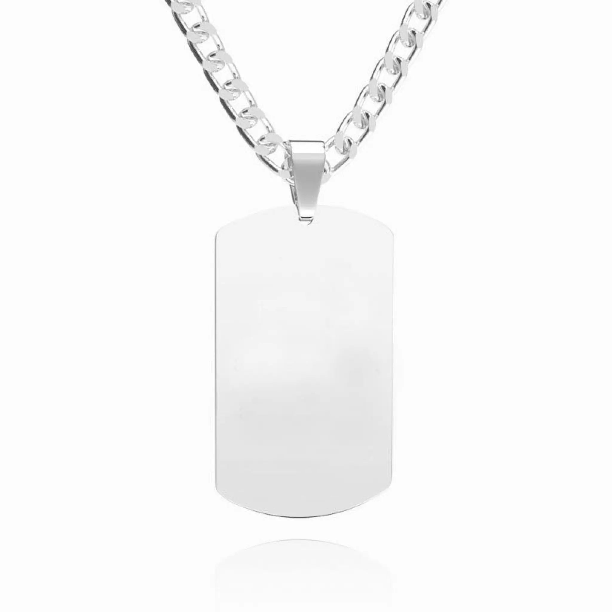 Personalized necklace with stainless-steel text color image carving photo carving pendant - Steel / 29x51cm / One side