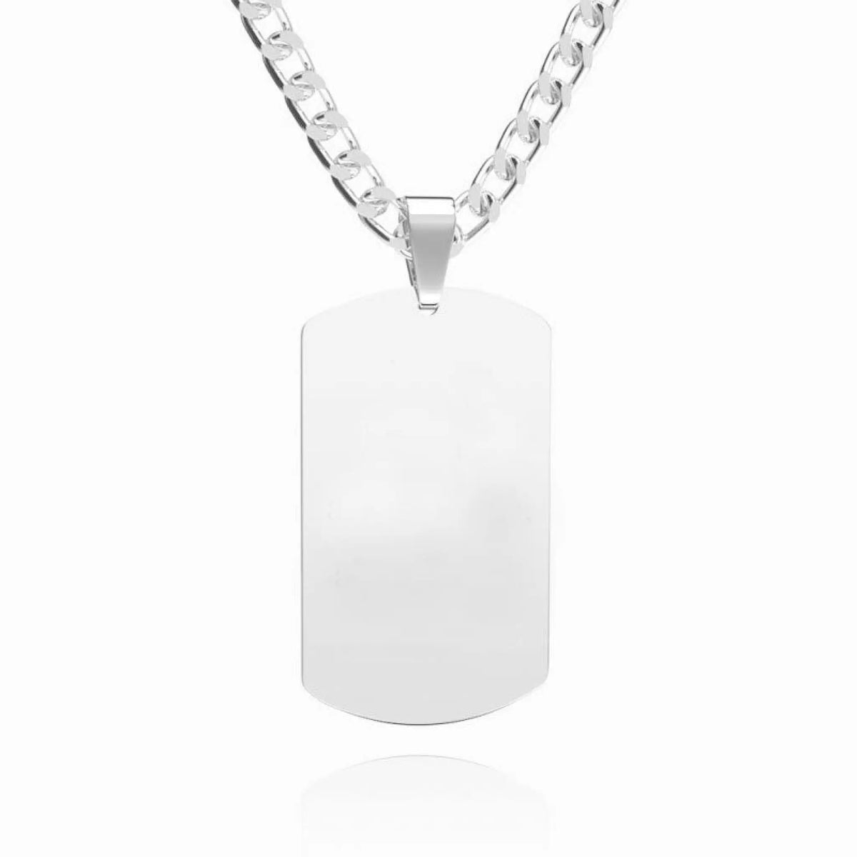 Personalized necklace with stainless-steel text color image carving photo carving pendant - Steel / 29x51cm / One side