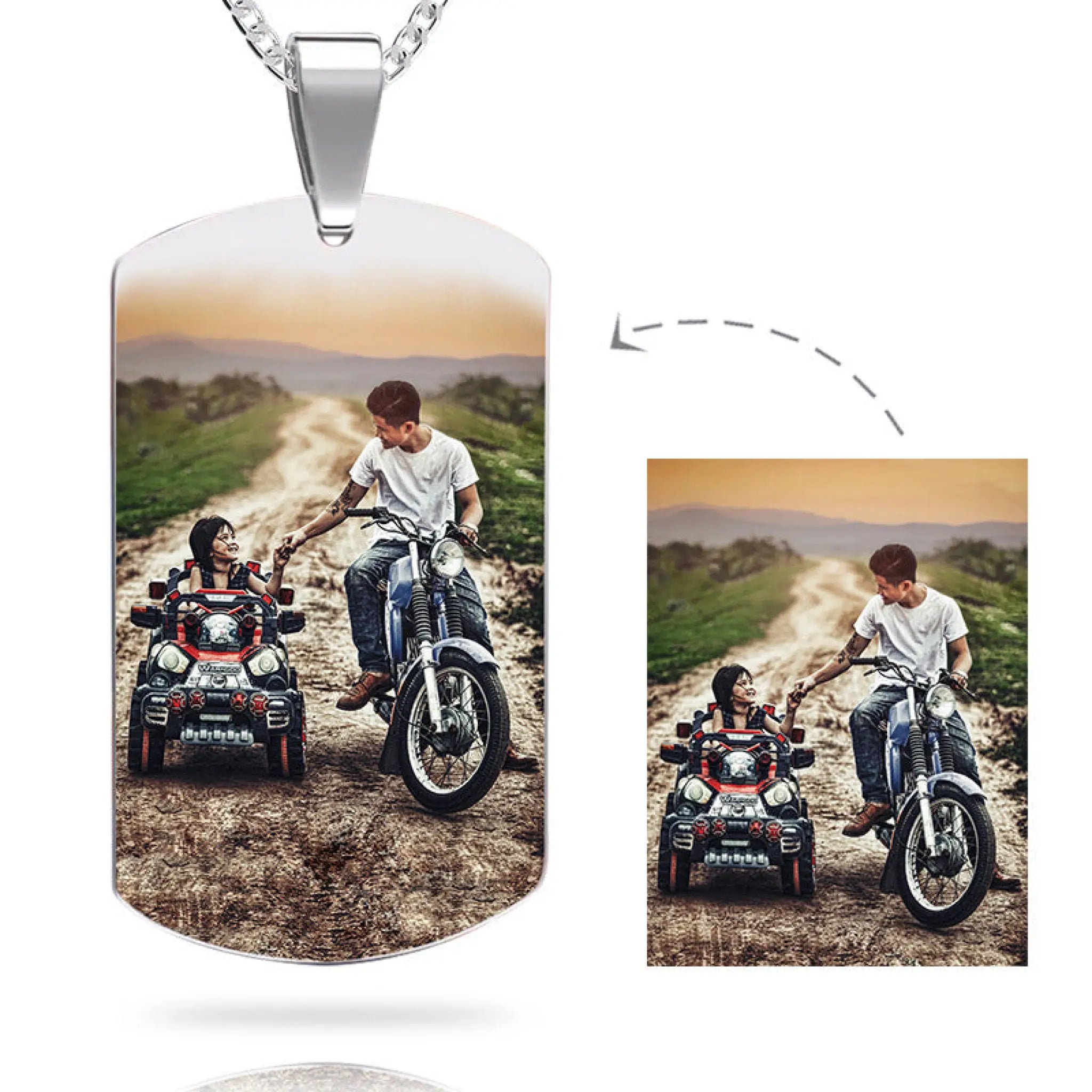 Personalized necklace with stainless-steel text color image carving photo carving pendant - 7