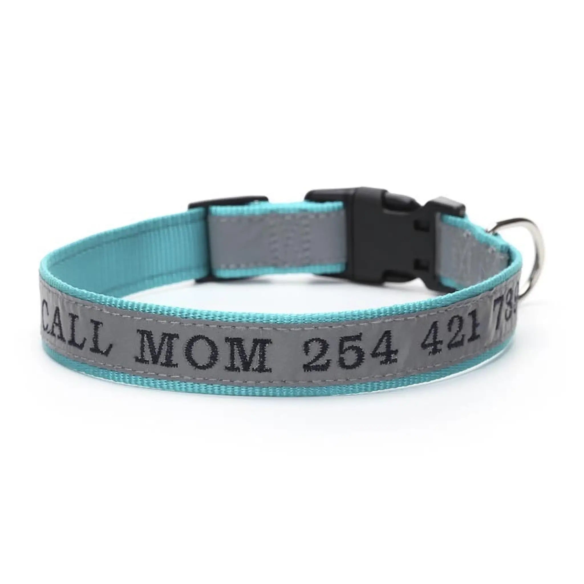 Personalized Phone Name Embroidered Reflective Dog Collar - Green forest color / S - 7