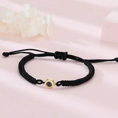 Personalized Photo Projection Bracelet 100 Languages I Love You Custom Photo Bracelets - Black Rope Gold - Name