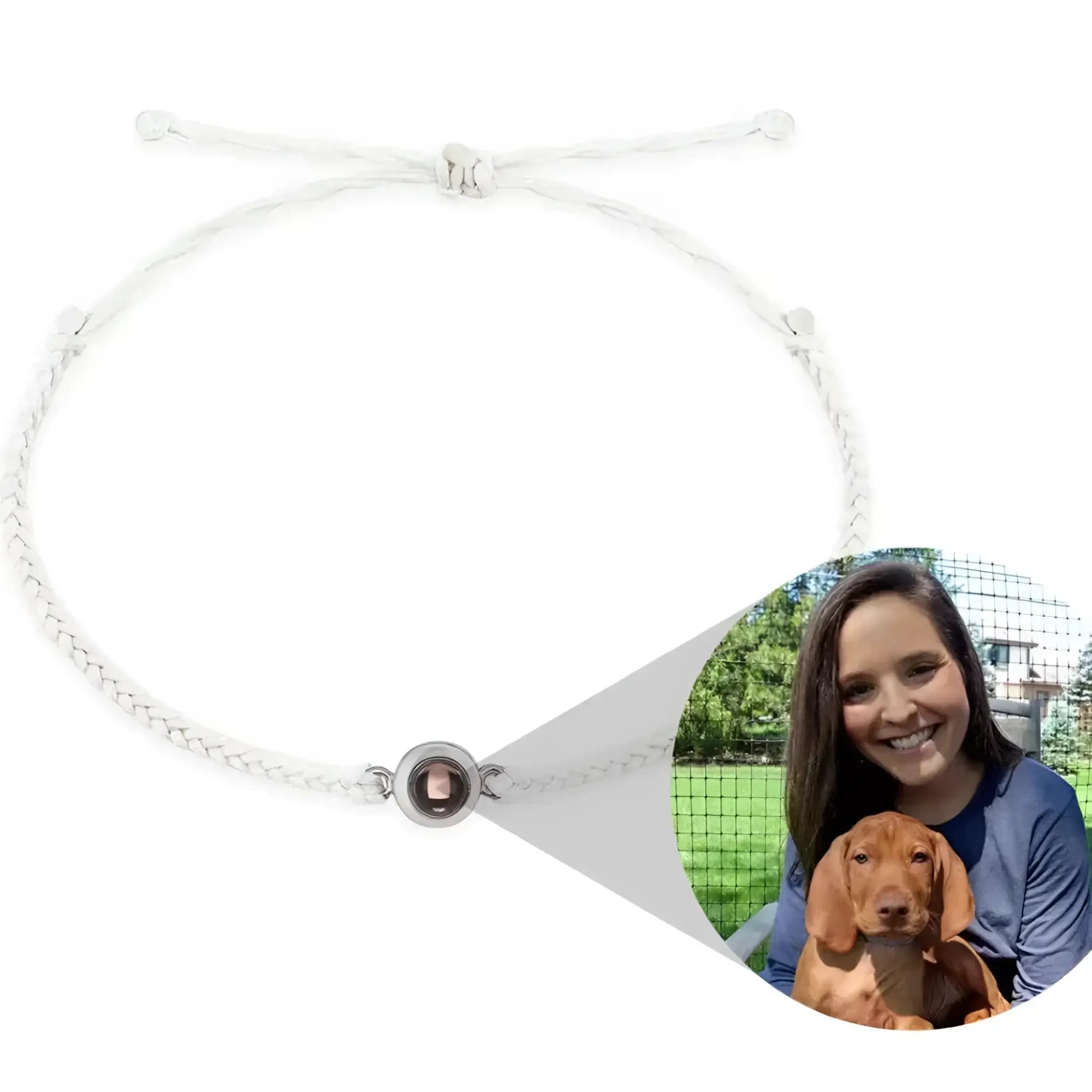 Personalized Photo Projection Bracelet 100 Languages I Love You Custom Photo Bracelets - White rope plus white - Name