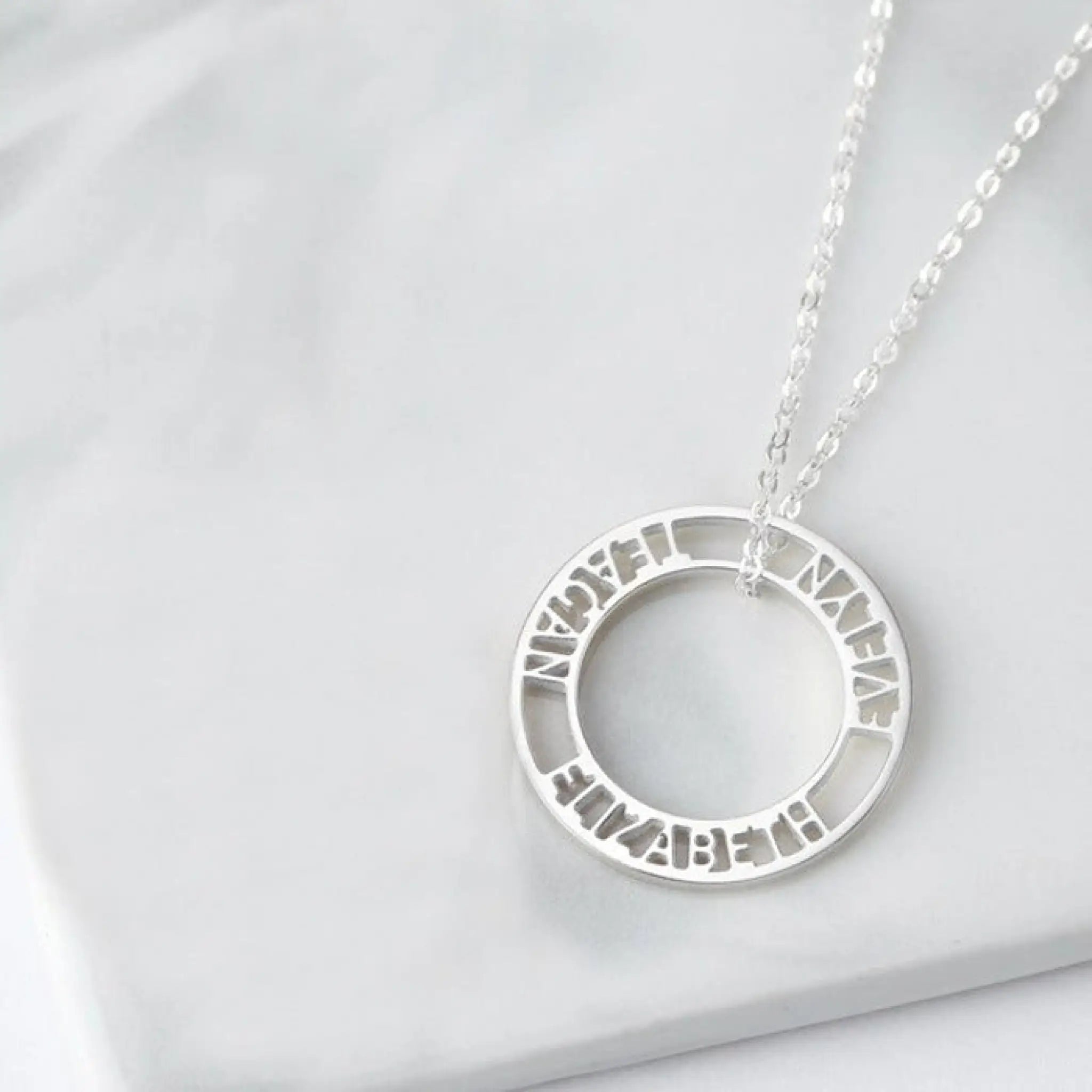 Personalized Round Hollow Name Pendant Christmas Gift Necklace - Silver / 2names / 30cm - 7