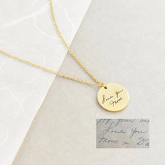 Personalized Signature Coin Stainless Steel Pendant Necklace - Gold / Single side - 7