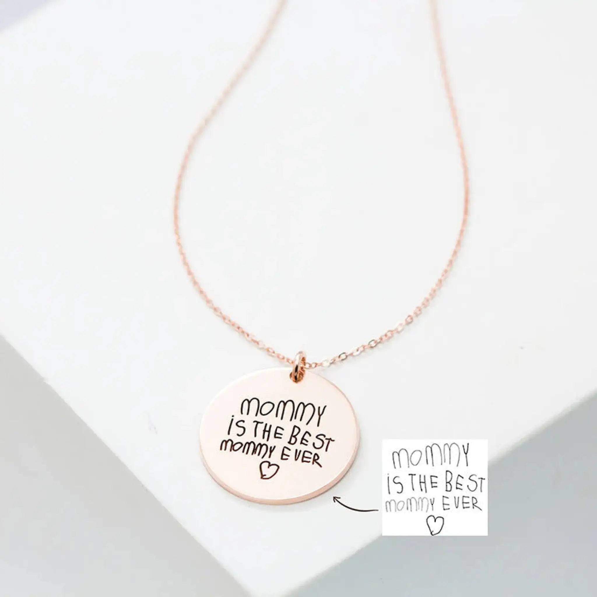 Personalized Signature Coin Stainless Steel Pendant Necklace - Rose Gold / Single side - 7