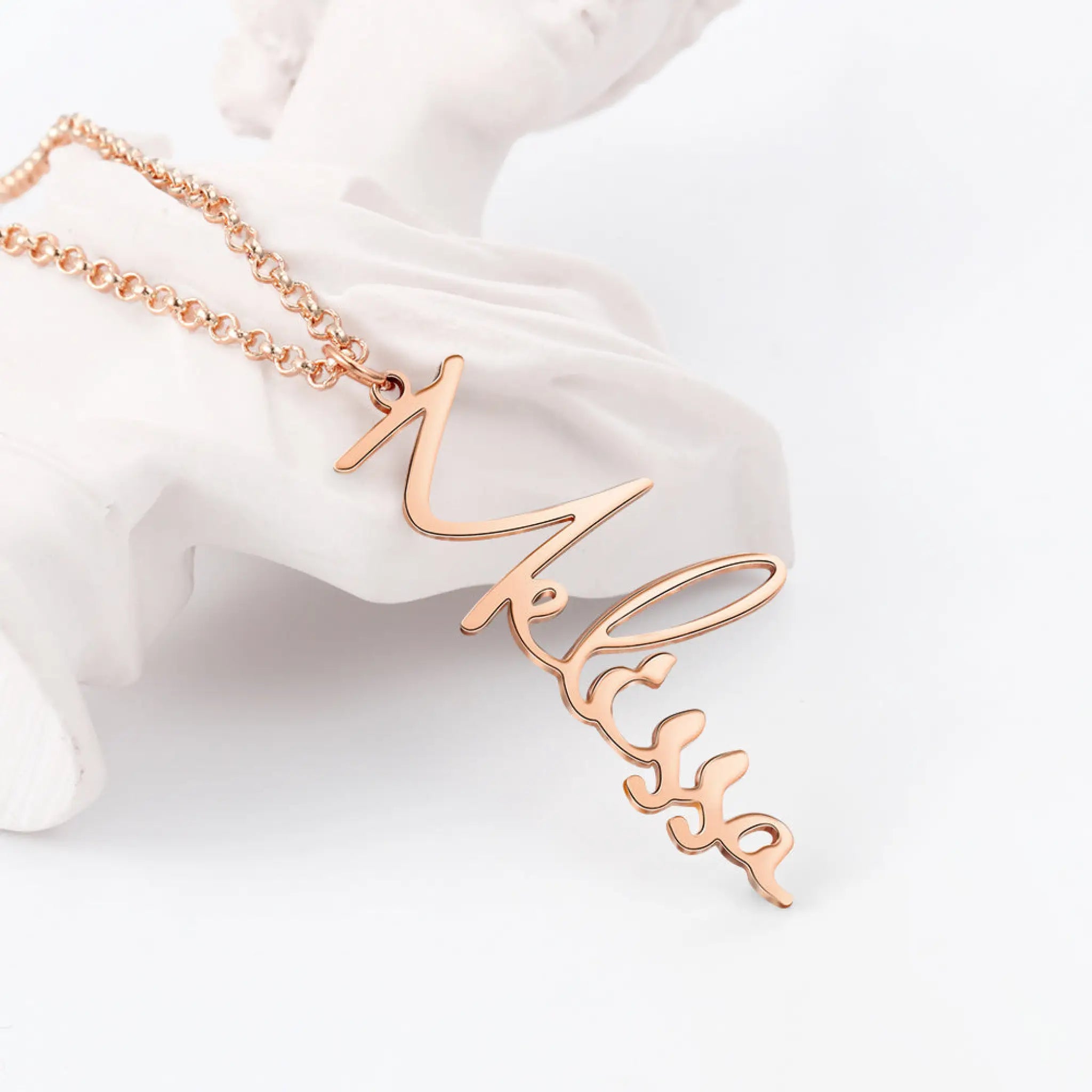 Personalized Signature Name Necklace Stainless Steel Necklace Women Jewelry - Rose Gold - Name Necklace