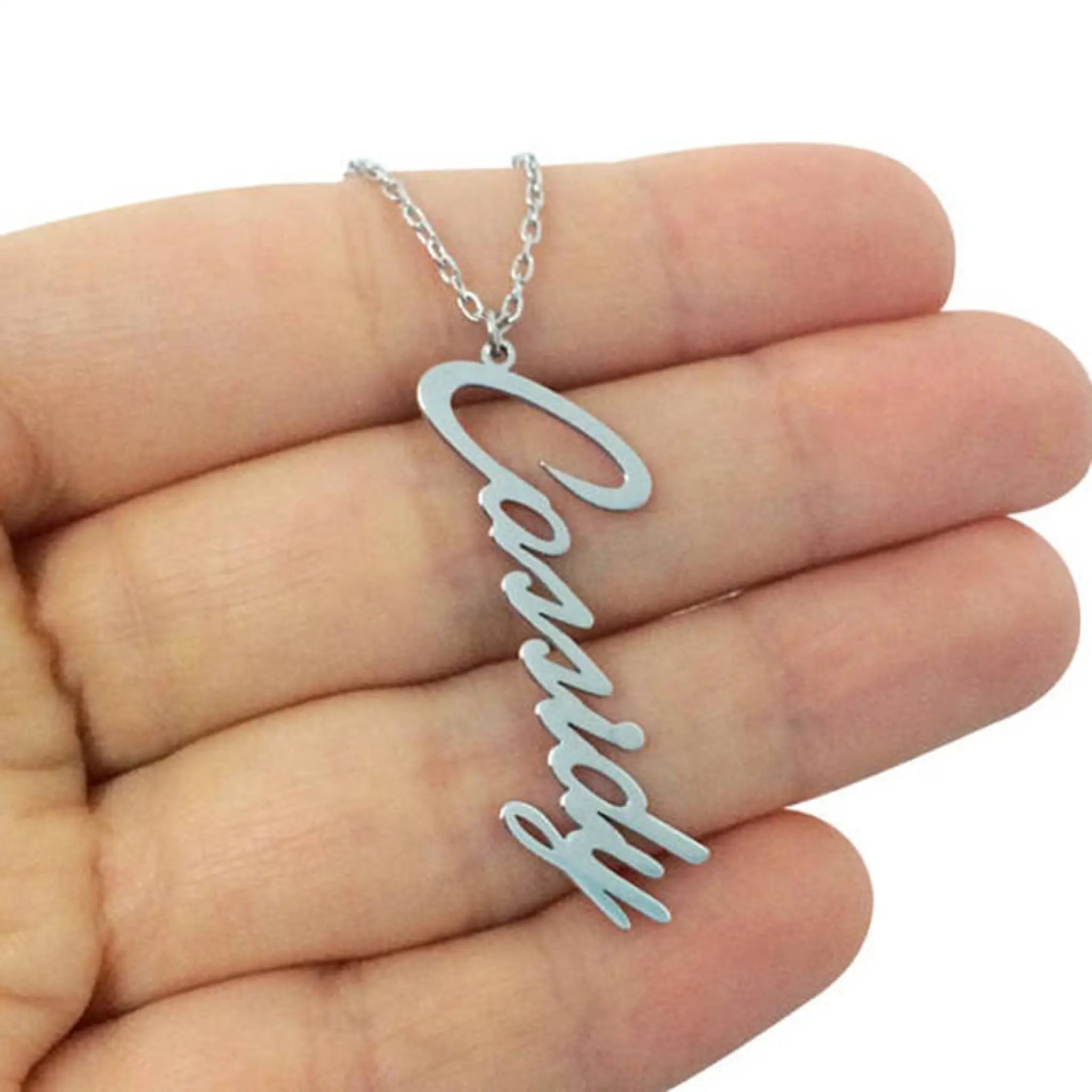 Personalized Signature Name Necklace Stainless Steel Necklace Women Jewelry - Steel color - Name Necklace
