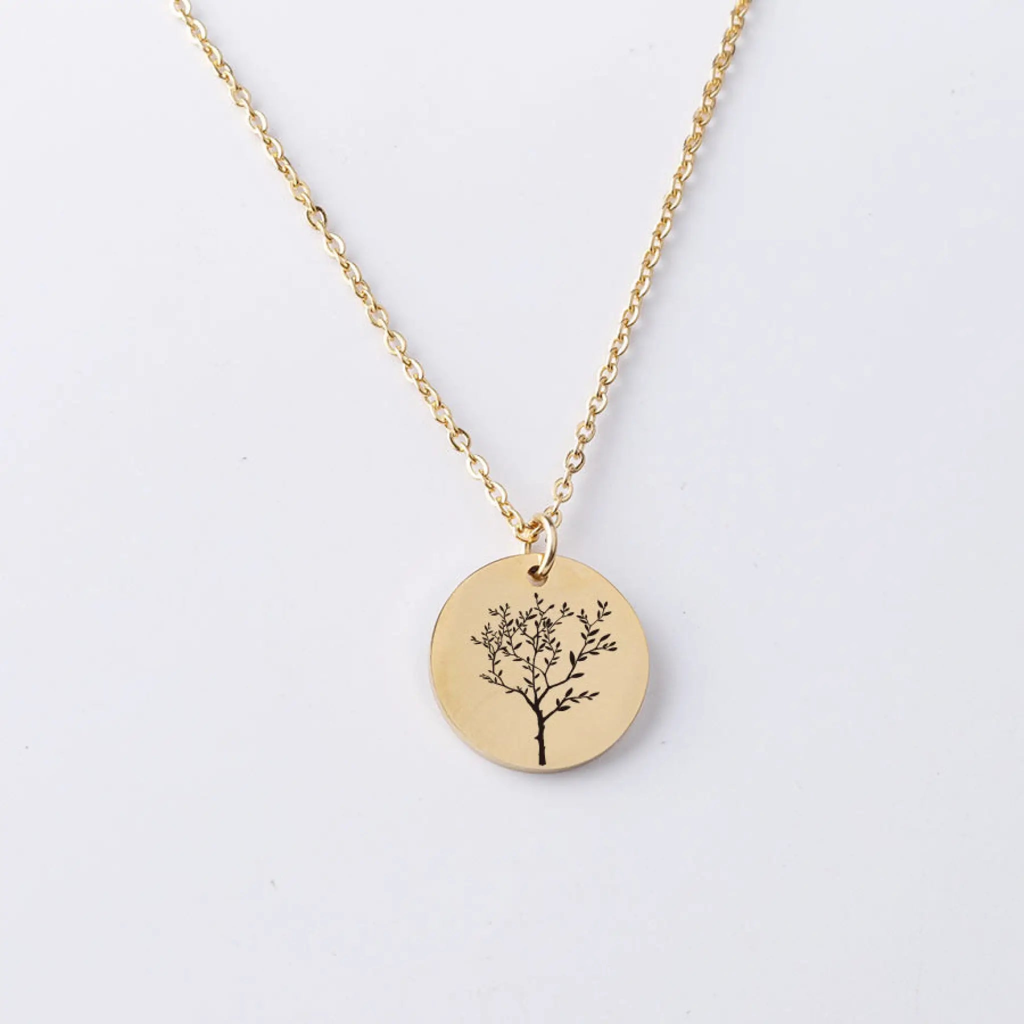 Personalized Simple Stainless Steel Pendant Necklace - Gold - 7