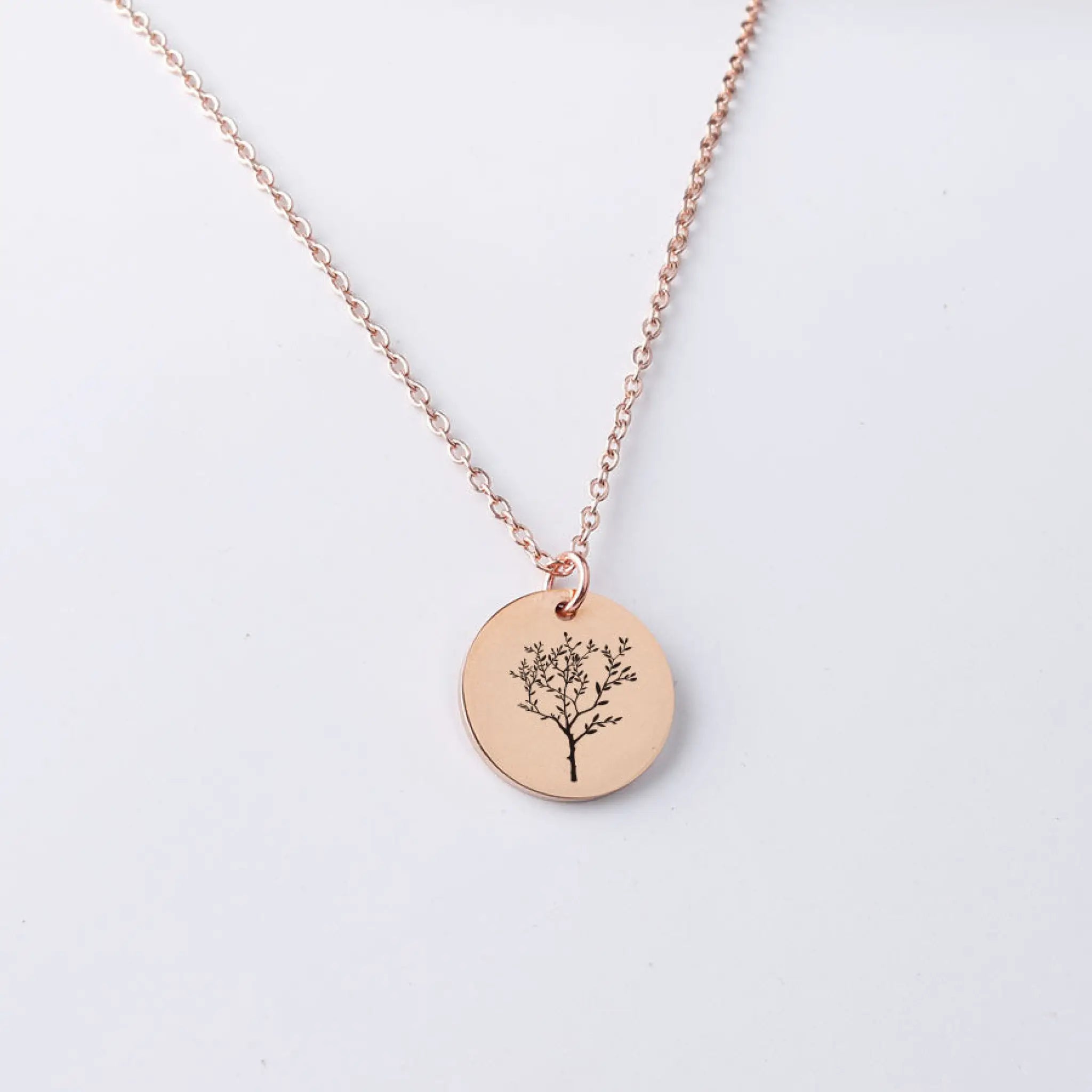 Personalized Simple Stainless Steel Pendant Necklace - Rose Gold - 7
