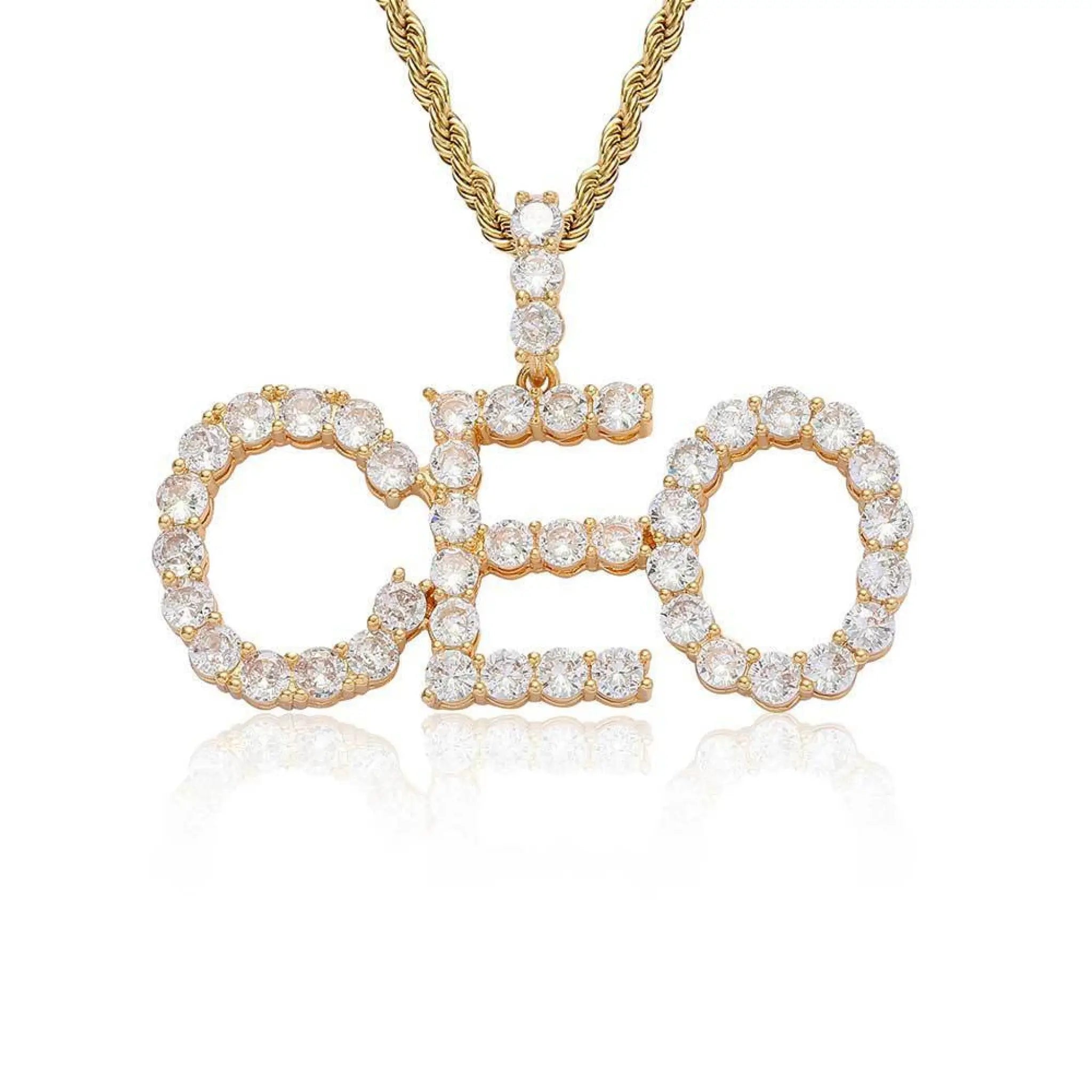 Personalized Single Row Zircon Pendant Necklace - Gold / 1 letter - 7
