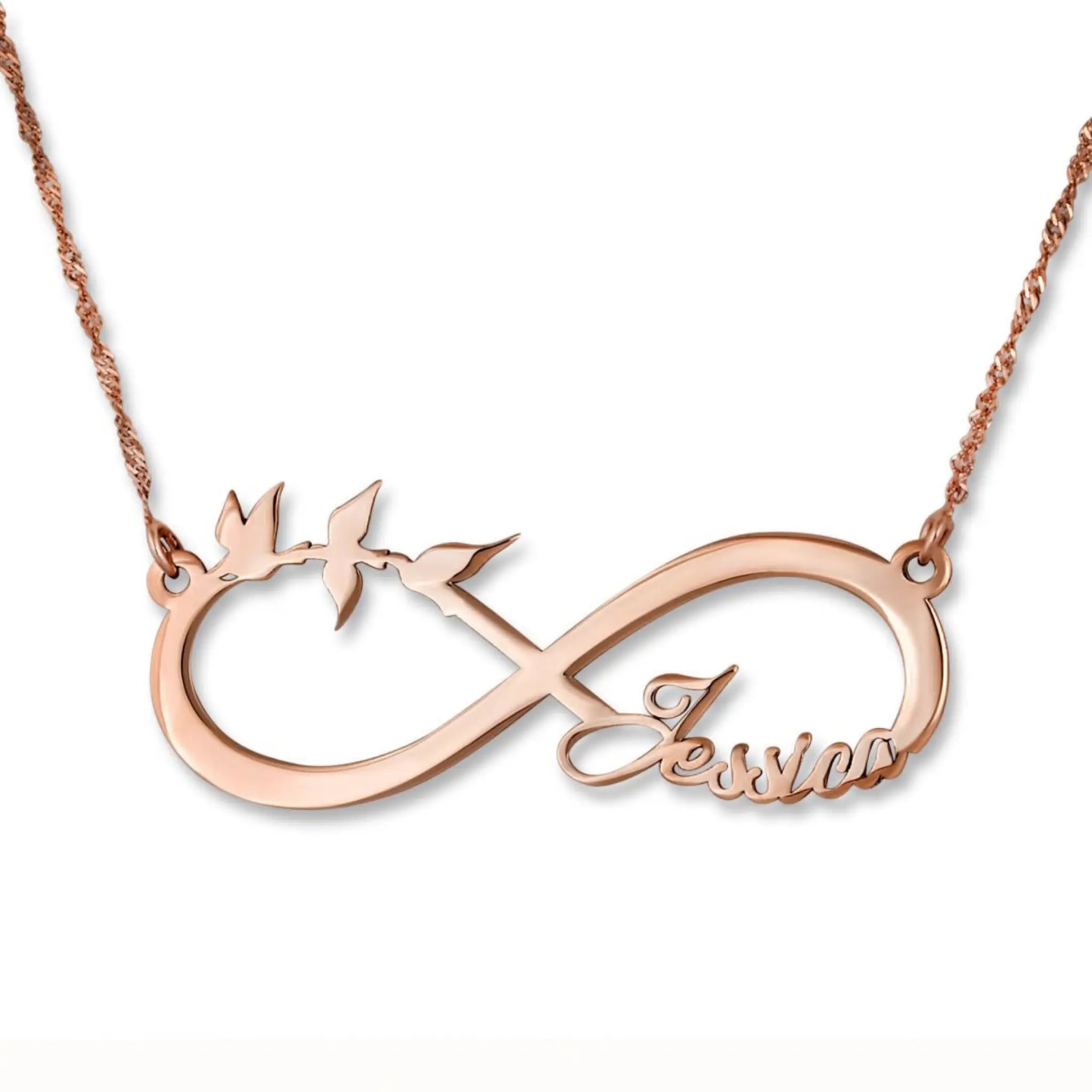 Personalized Stainless Steel Custom Cut Name Necklace Private Custom - Rose Gold / Customized four - Necklace