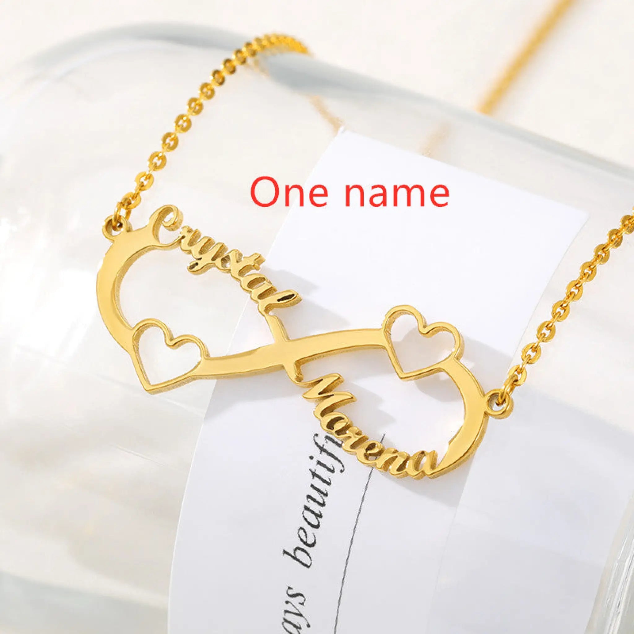 Personalized Stainless Steel Custom Name Necklace Rose Pendant - Gold / One name - Necklace
