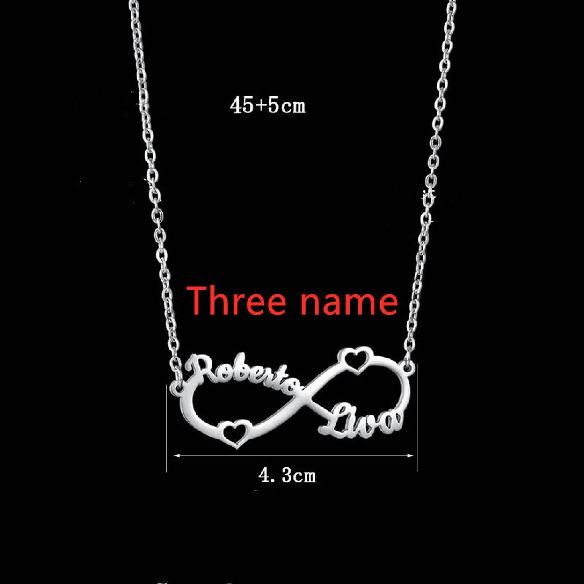 Personalized Stainless Steel Custom Name Necklace Rose Pendant - Steel / Three name - Necklace