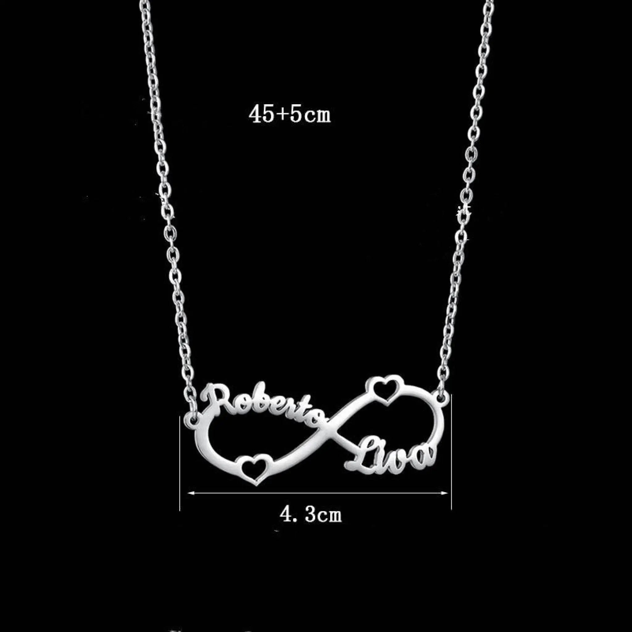 Personalized Stainless Steel Custom Name Necklace Rose Pendant - Steel / Two name - Necklace